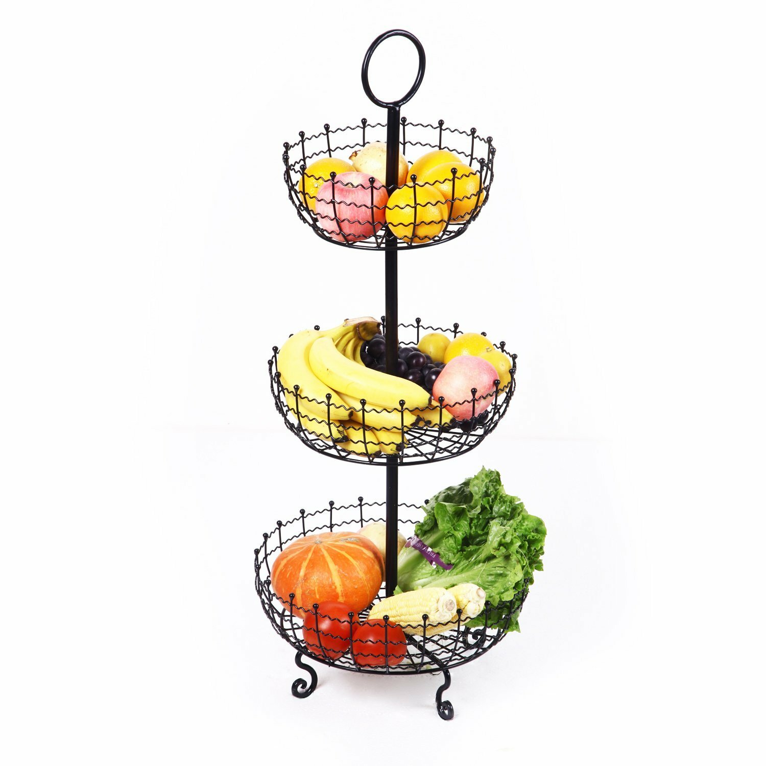 AdecoTrading 3 Tier Iron Table Counter Top Fruit and Vegetable Basket ...