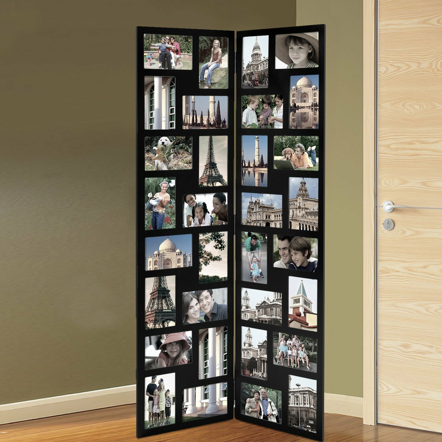 AdecoTrading 32 Opening Wood Hinged Folding Screen-Style Photo Collage