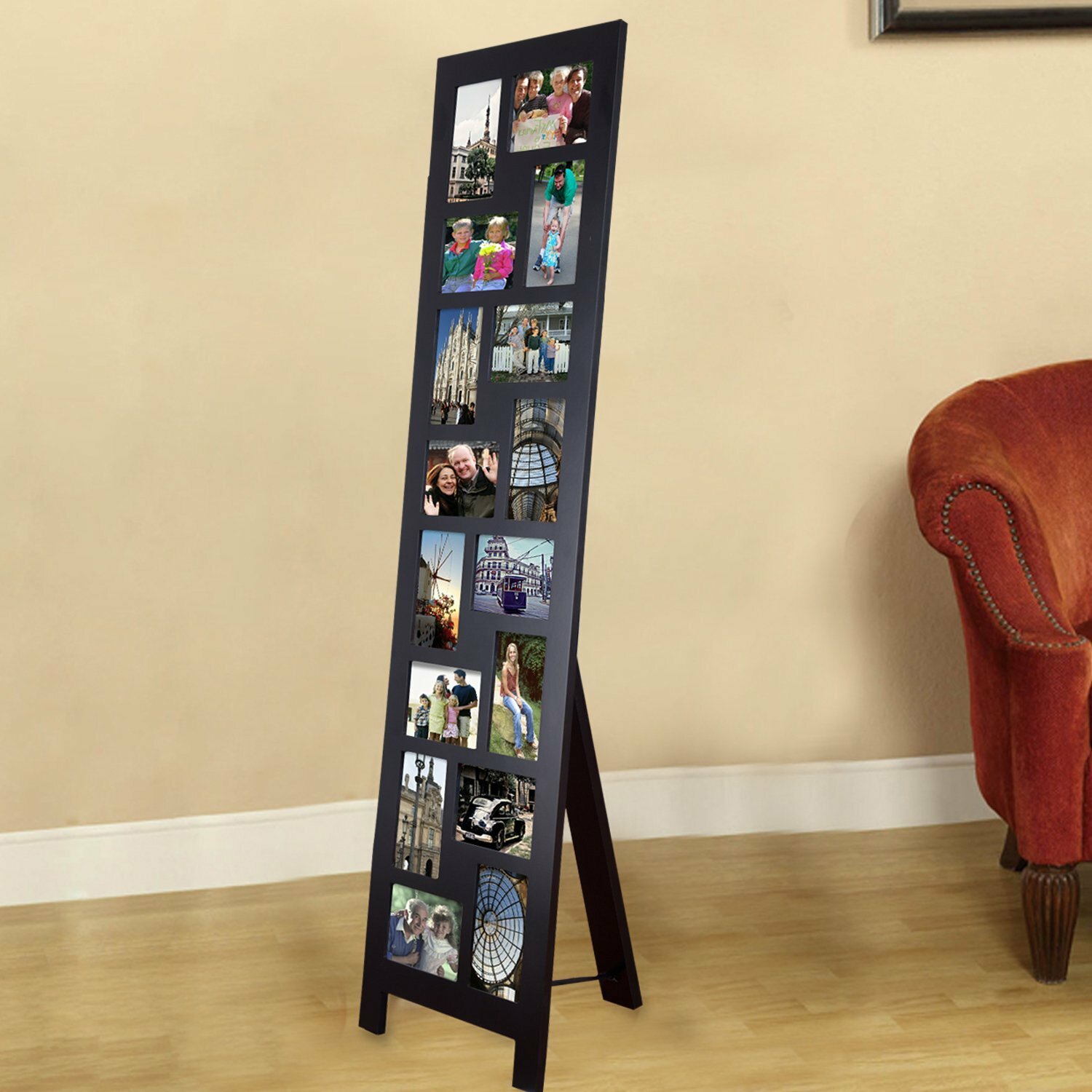 AdecoTrading 16 Opening Wood Floor-Standing Easel Picture Frame