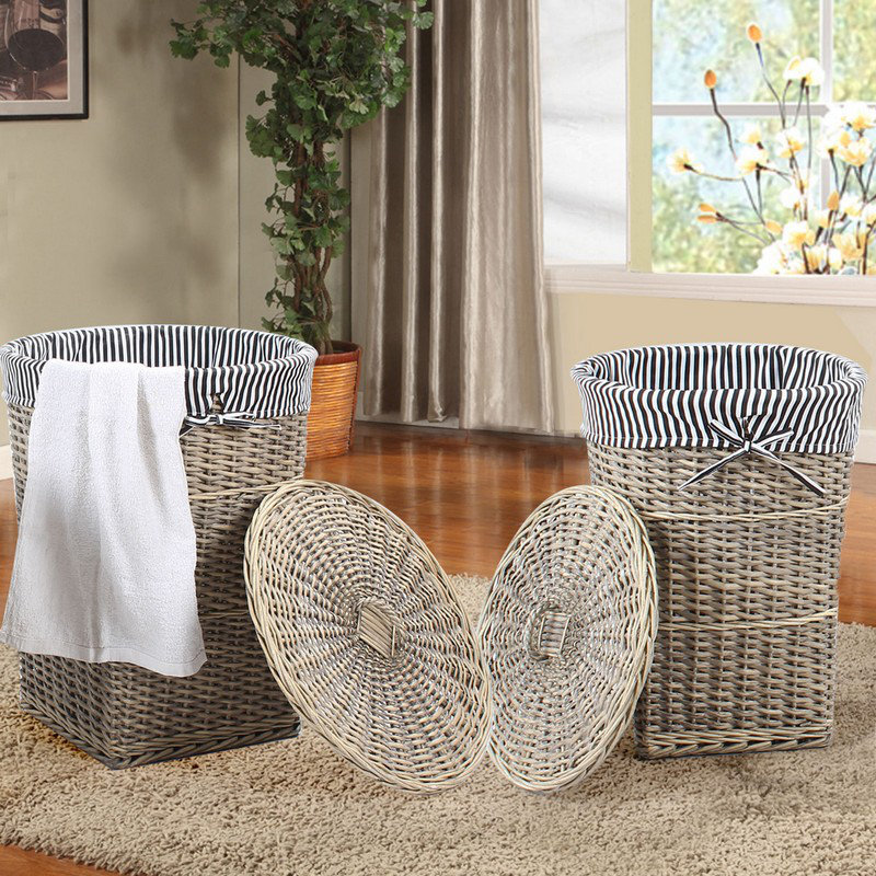 AdecoTrading 2 Piece Woven Laundry Basket with Lid Set & Reviews Wayfair