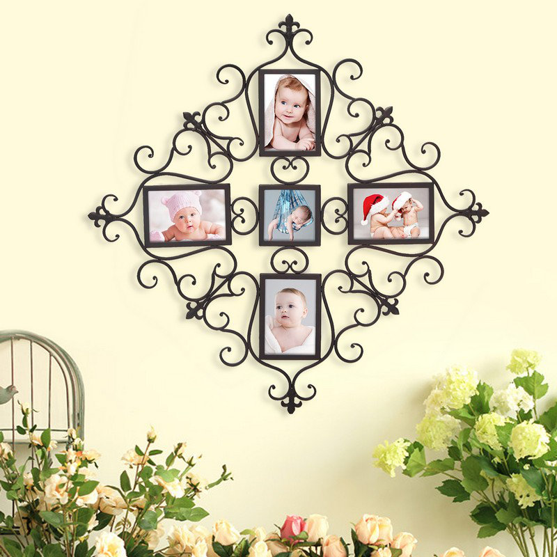 AdecoTrading 5 Opening Decorative Iron Metal Wall Hanging Collage