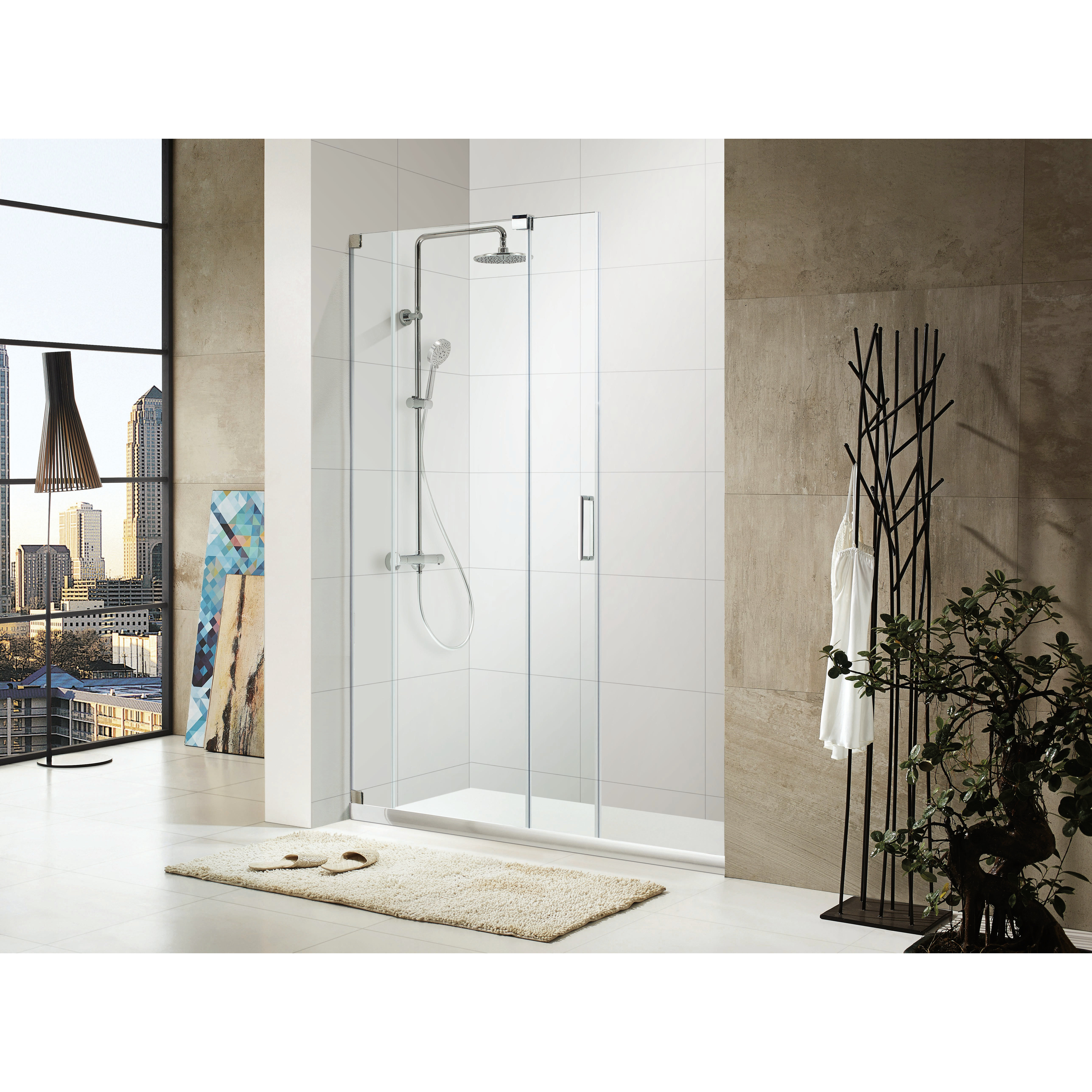 Wet Republic Oasis Lux 60'' x 72'' Single Sliding Frameless Shower Door