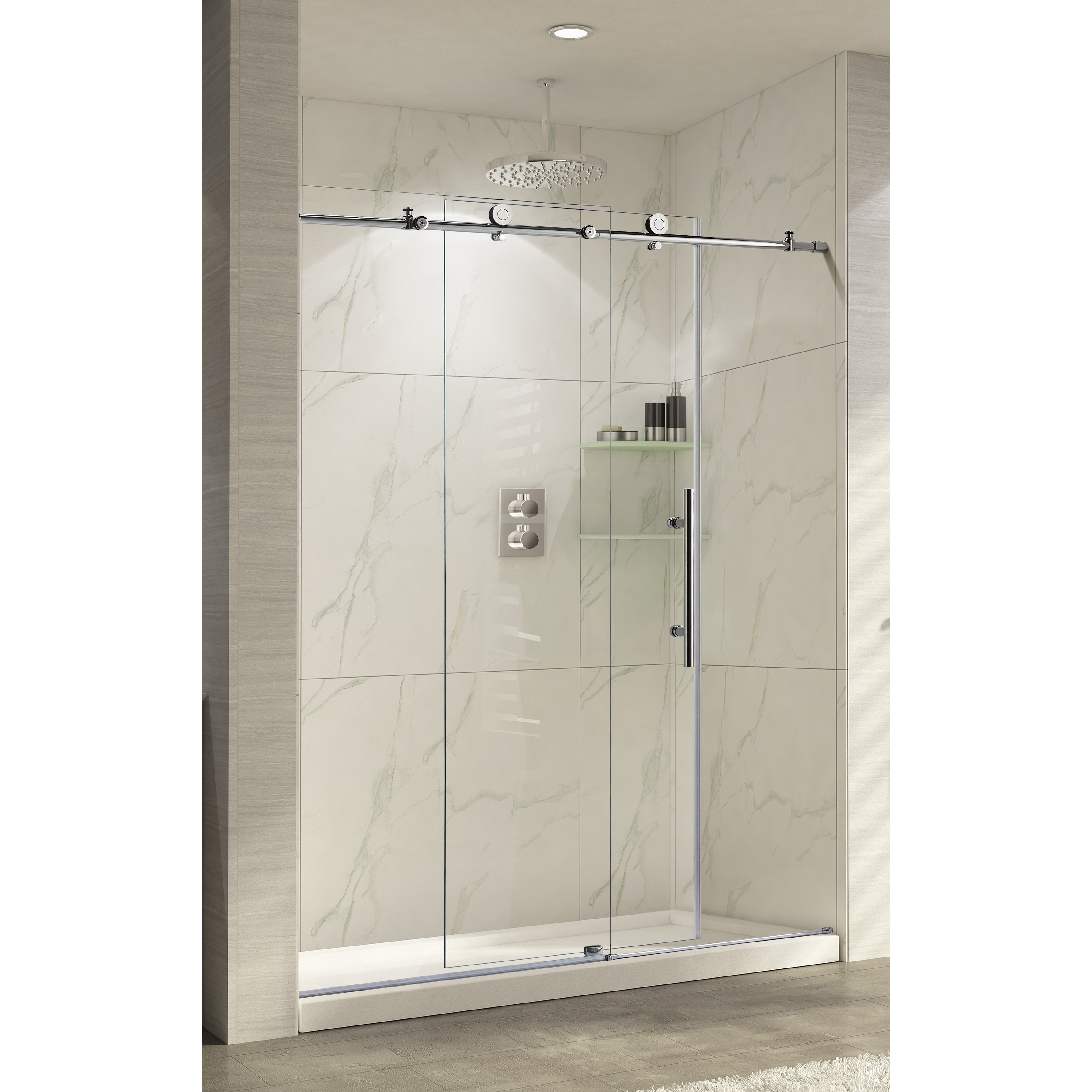 Wet Republic Trident Lux 60'' x 76'' Single Sliding Shower Door Wayfair
