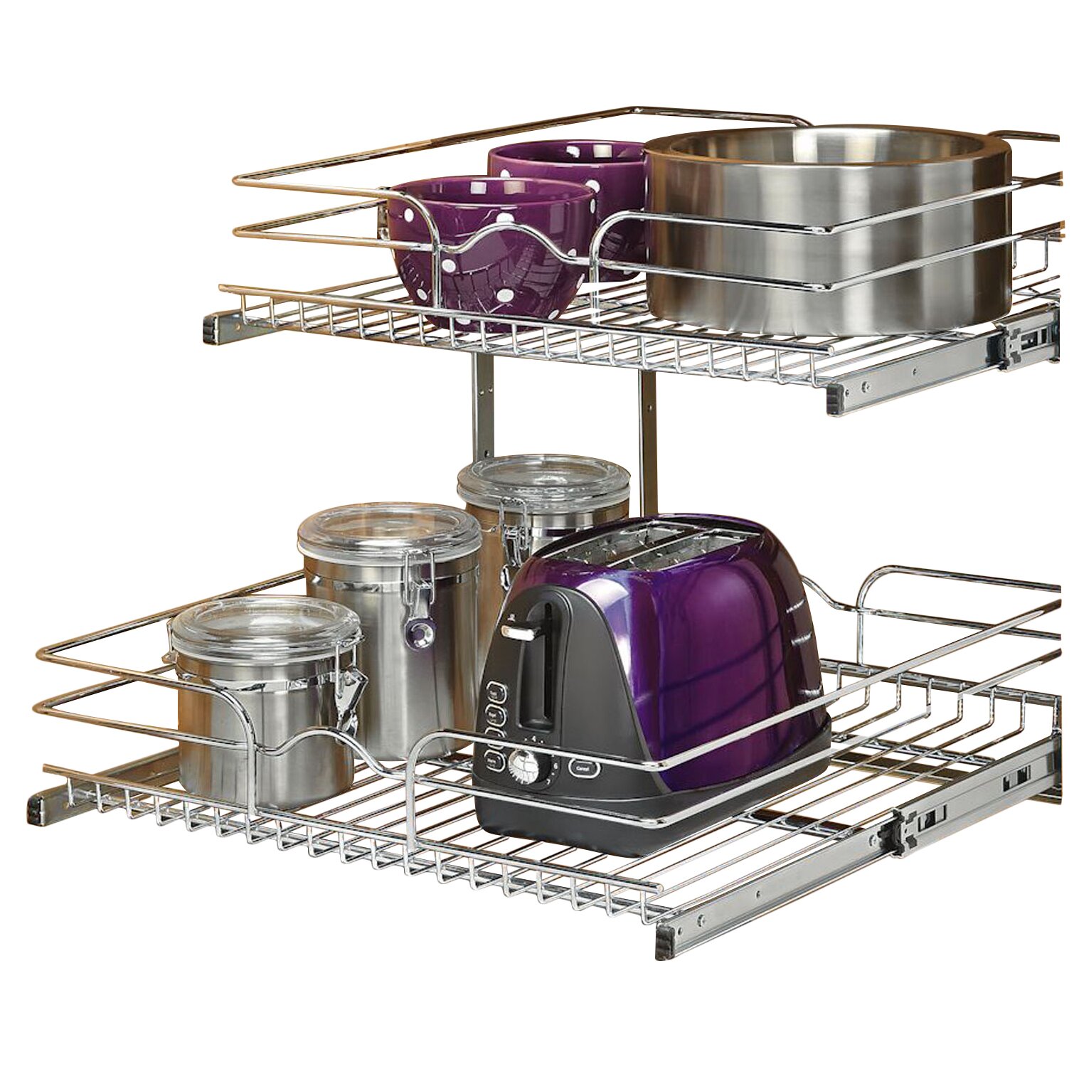 Rev A Shelf 21 X 22 2 Tier Wire Basket Cabinet Organizer Rack   Rev A Shelf 21 X 22 2 Tier Wire Basket Cabinet Organizer Rack 