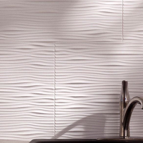 Fasade Waves 18 25" x 24 25" PVC Backsplash Panel Kit in