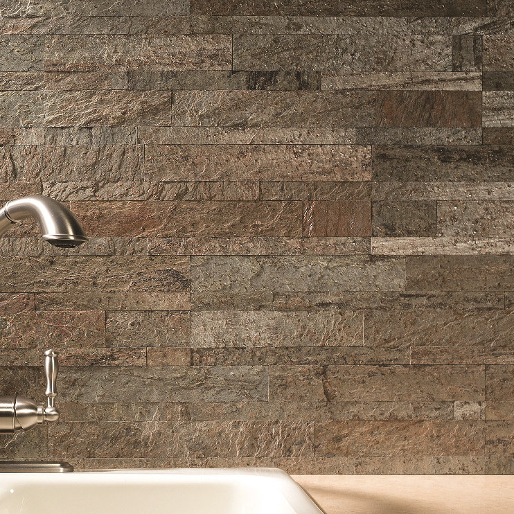 Aspect 6" x 24" Natural Stone Peel & Stick Mosaic Tile in Tarnished Quartz Wayfair