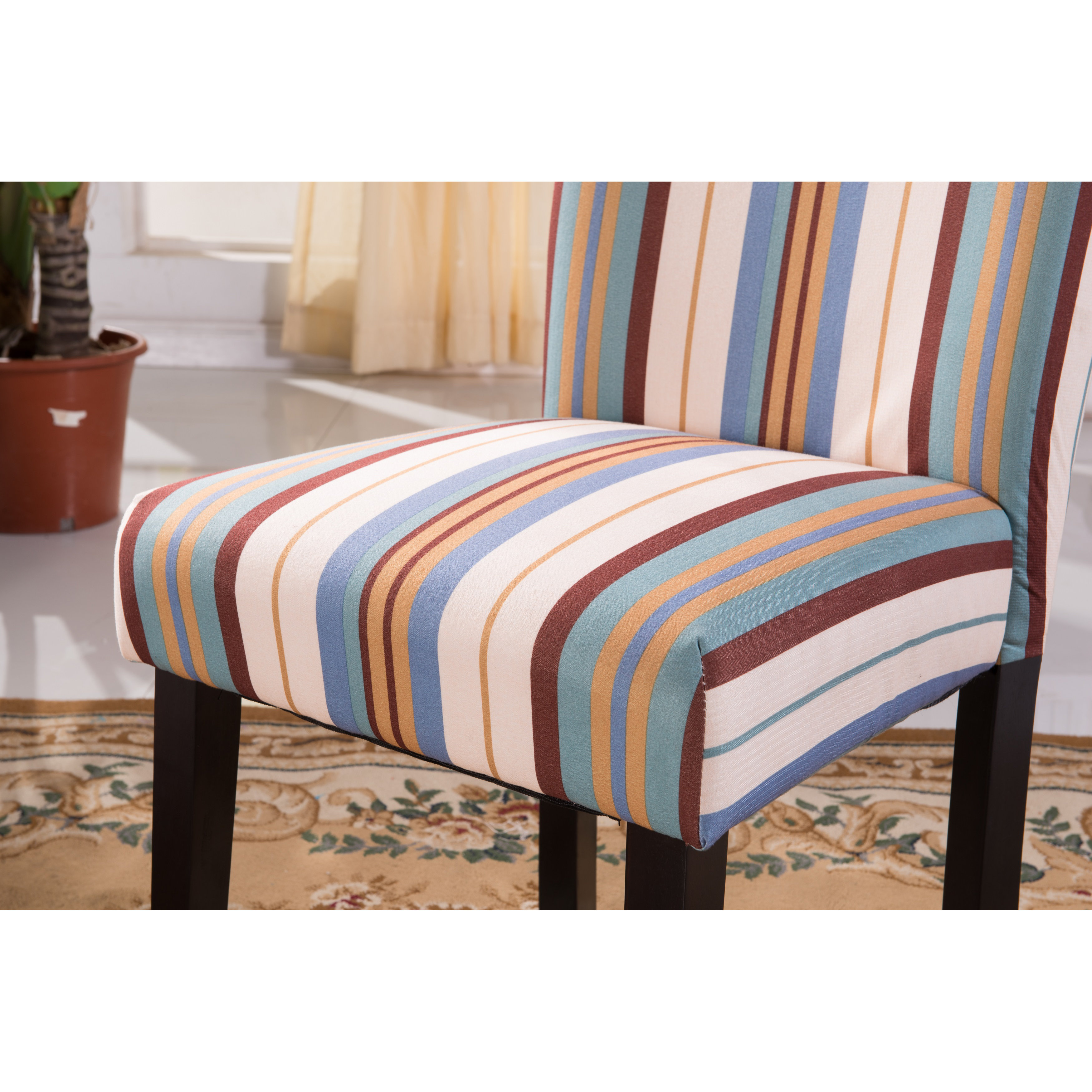 Bellasario Collection Contemporary Striped Print Pattern Parsons Chair