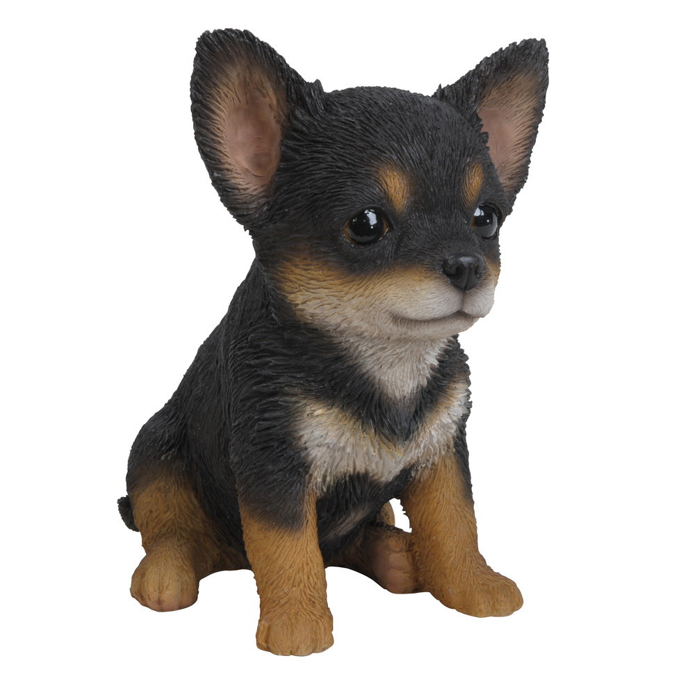black and white chihuahua statue