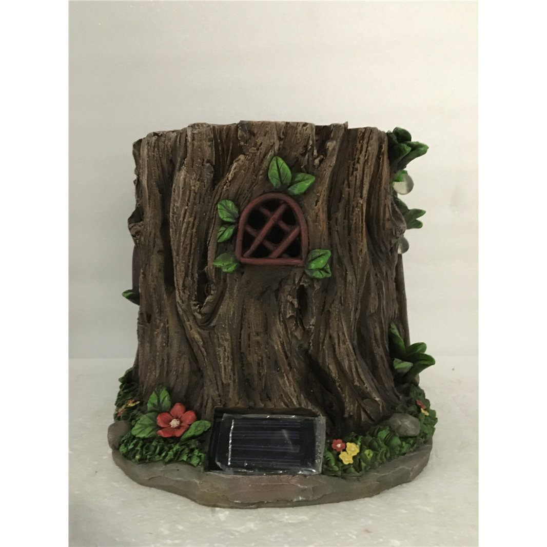 HiLine Gift Ltd. Fairy Garden Tree Trunk House with Solar LED Lights