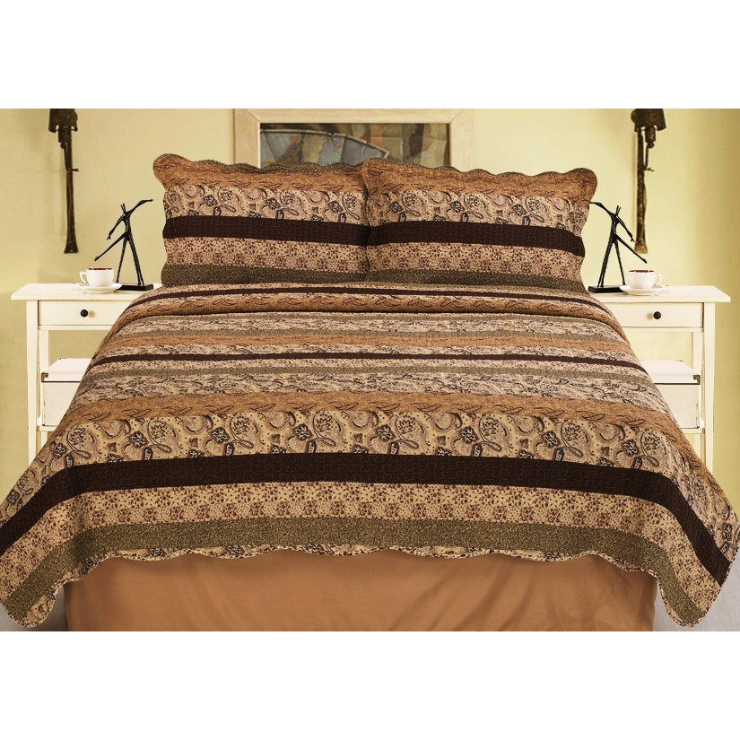 Home Sensation Natural Cotton Reversible 3 Piece Quilt Set & Reviews