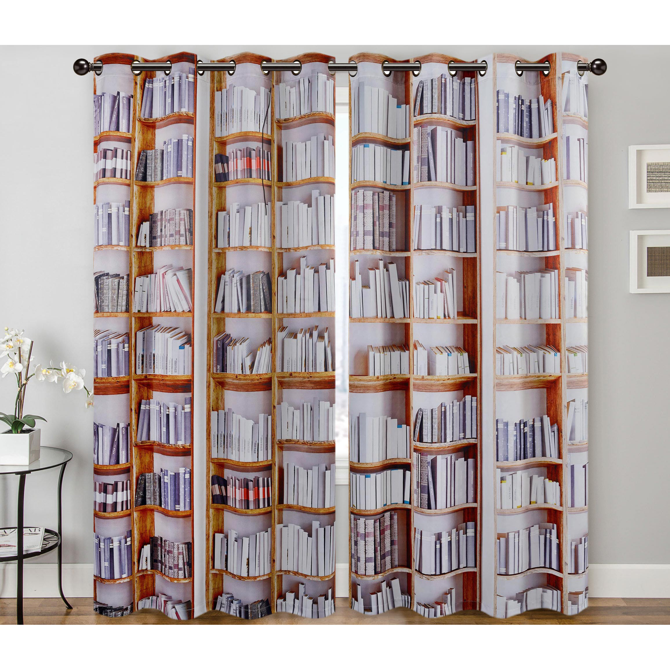 Crover Bookshelves Digital Printing Curtain Panels Wayfair