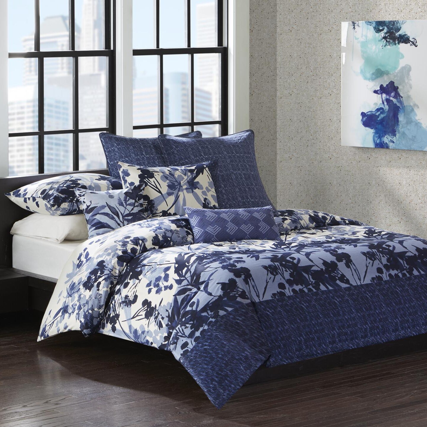 N Natori Yumi Botanical 4 Piece Reversible Comforter Set & Reviews ...