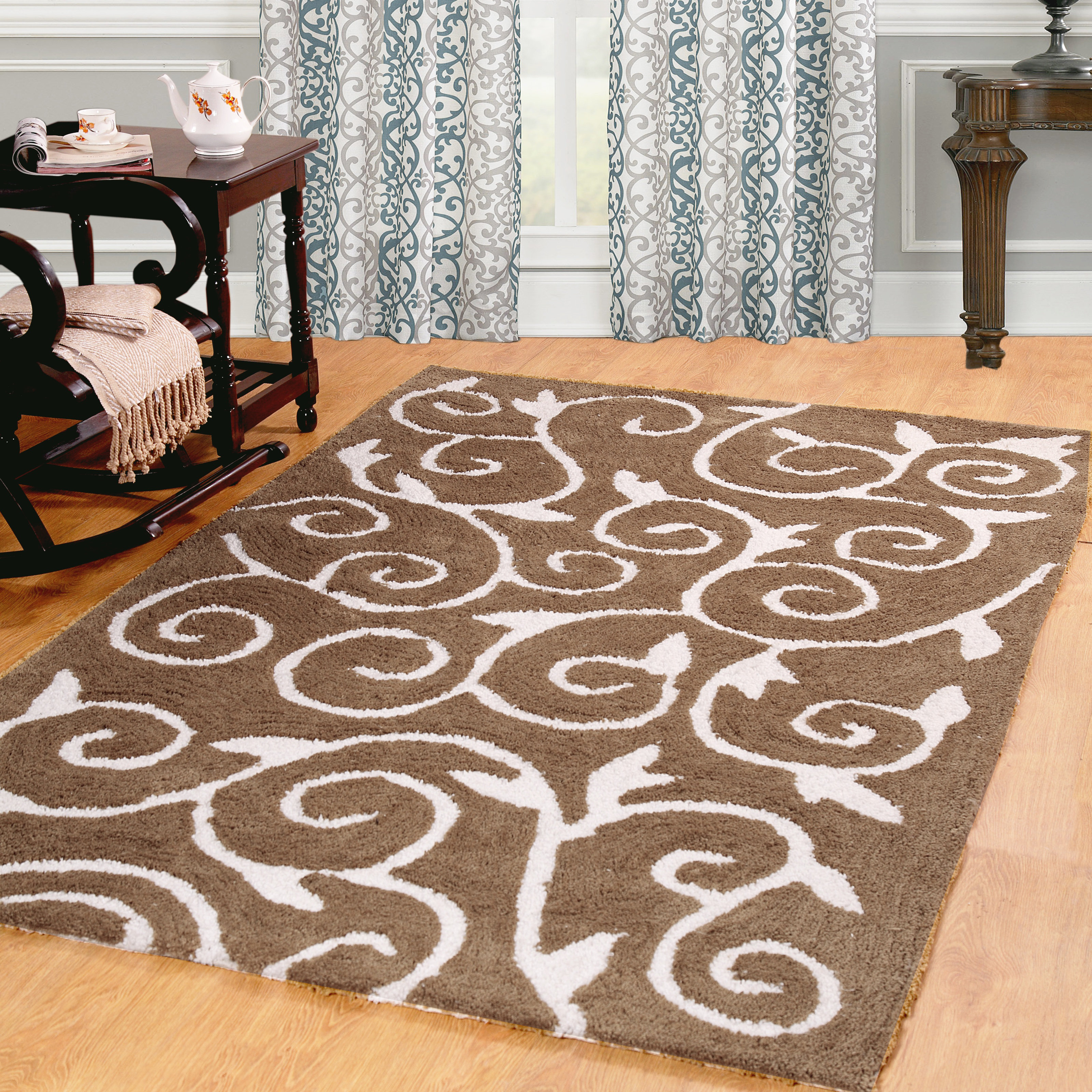 Affinity Linens Taupe / White Area Rug Wayfair