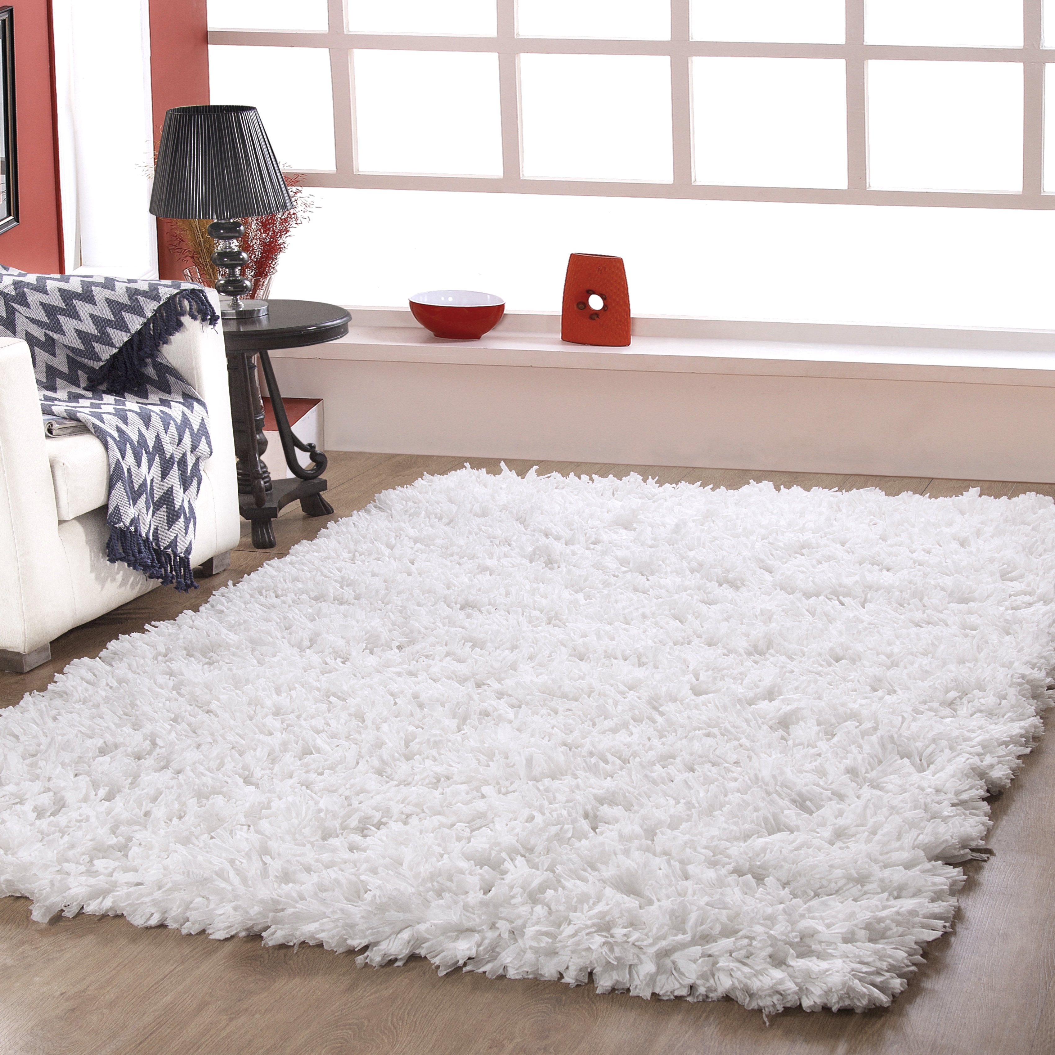 Affinity Linens Hand Woven White Shag Area Rug & Reviews Wayfair