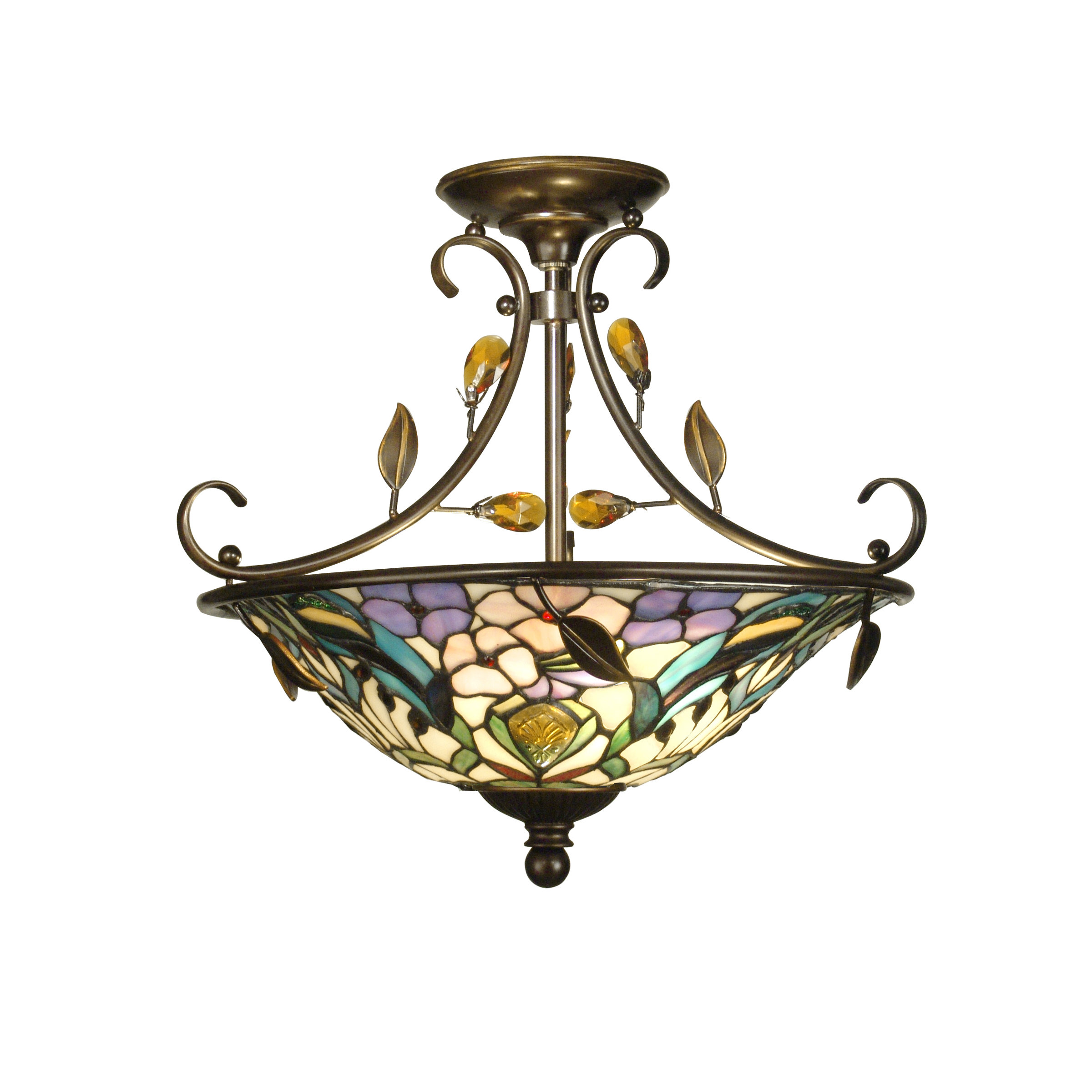 Dale Tiffany Crystal Peony 2 Light Semi Flush Mount ...
