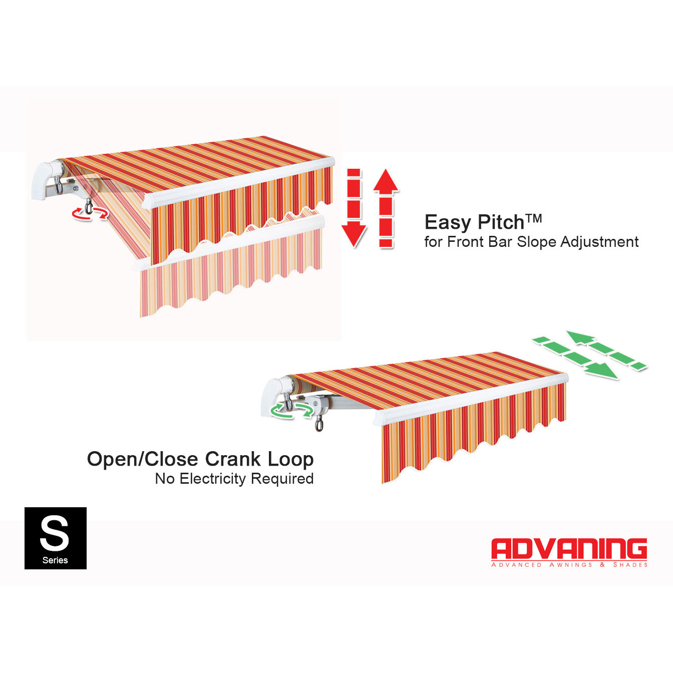 Advaning S Series 10 ft.W x 8 ft.D Light Weight Manual Retractable