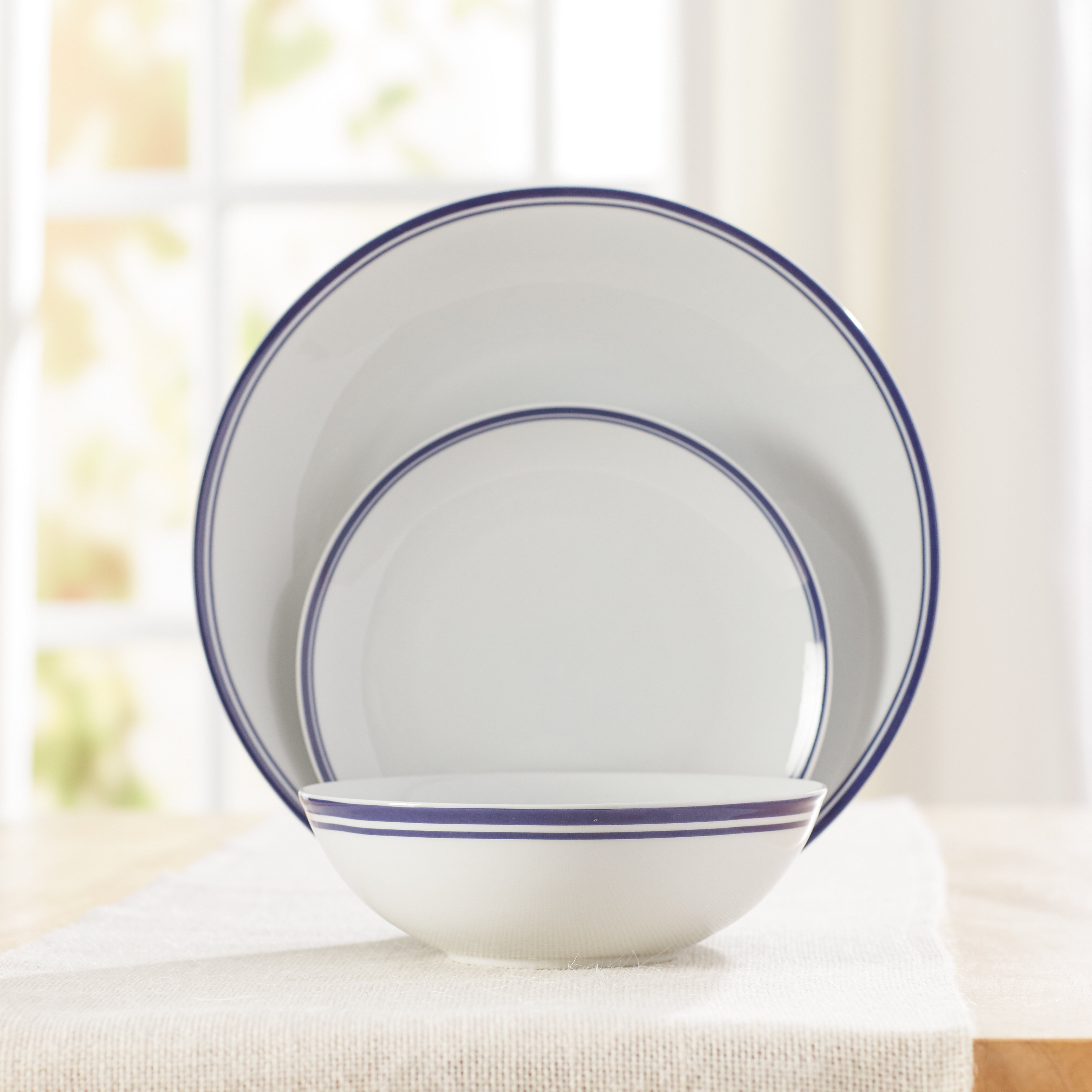 Wayfair Basics Wayfair Basics 12 Piece Striped Dinnerware Set & Reviews