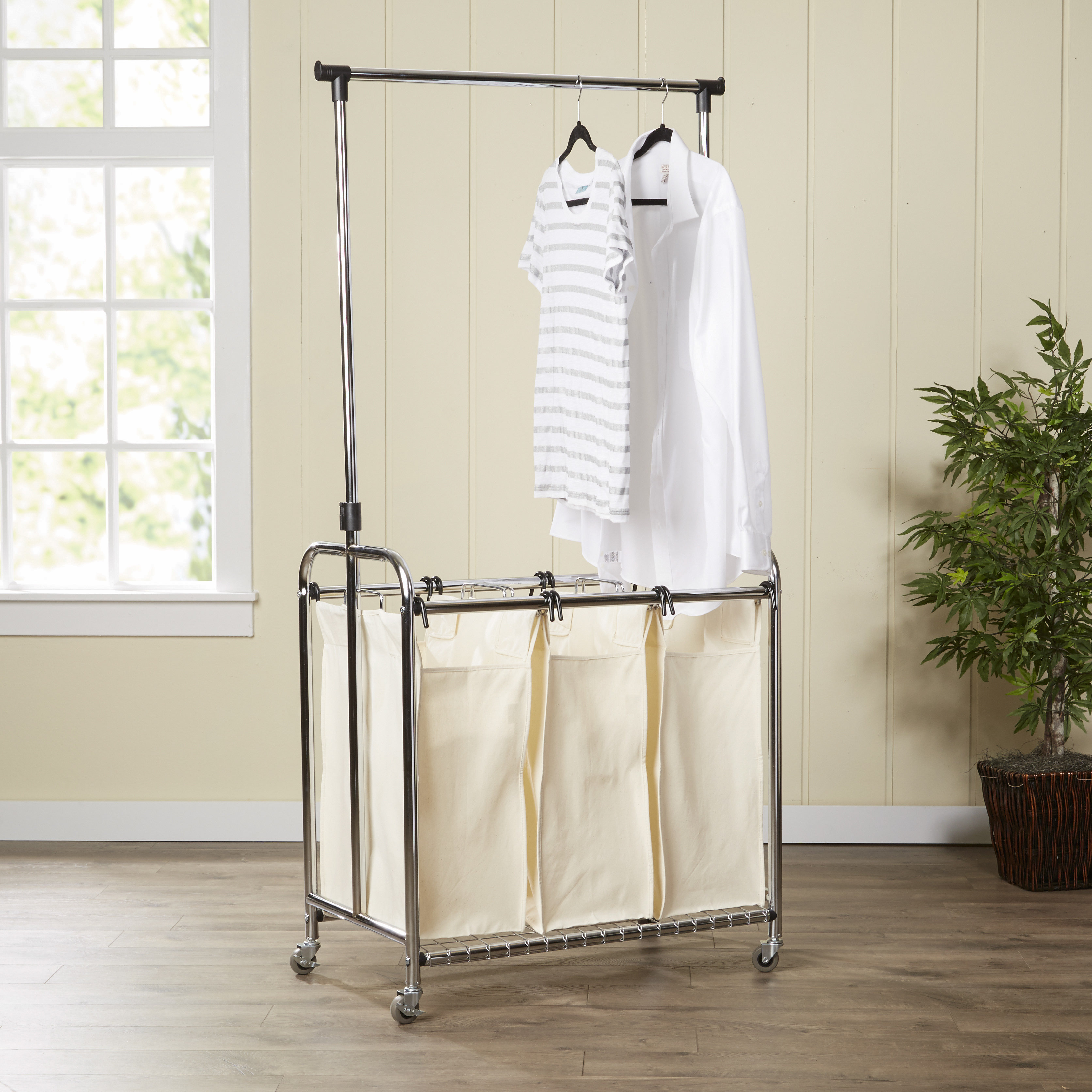 Wayfair Basics Wayfair Basics 3 Bag Laundry Sorter with Hanging Bar