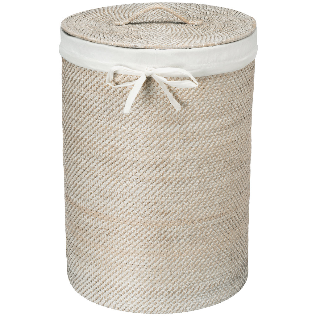 Round Rattan Laundry Hamper with Cotton Liner