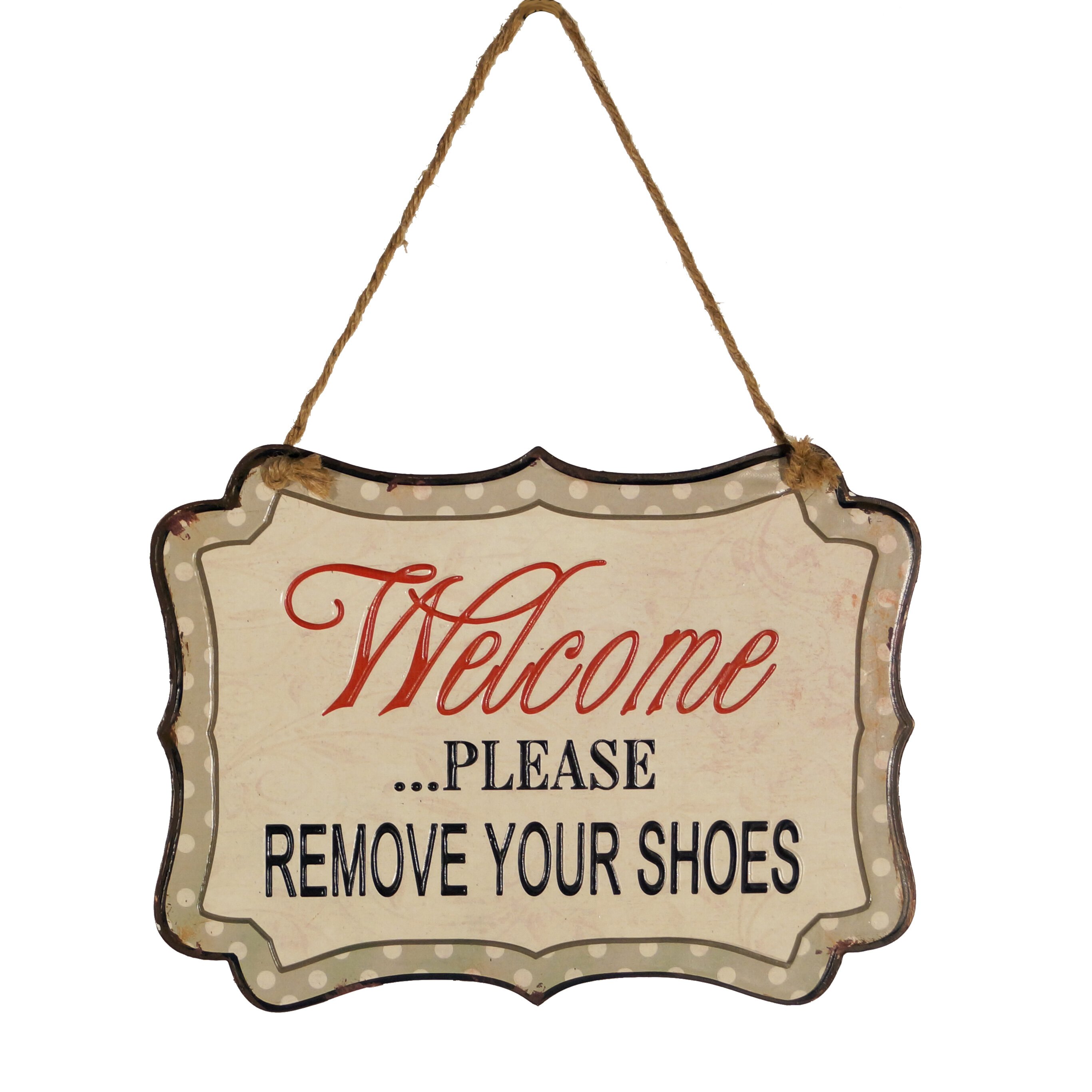 American Mercantile Metal Hanging Sign 'Remove Shoes' Wall Decor ...