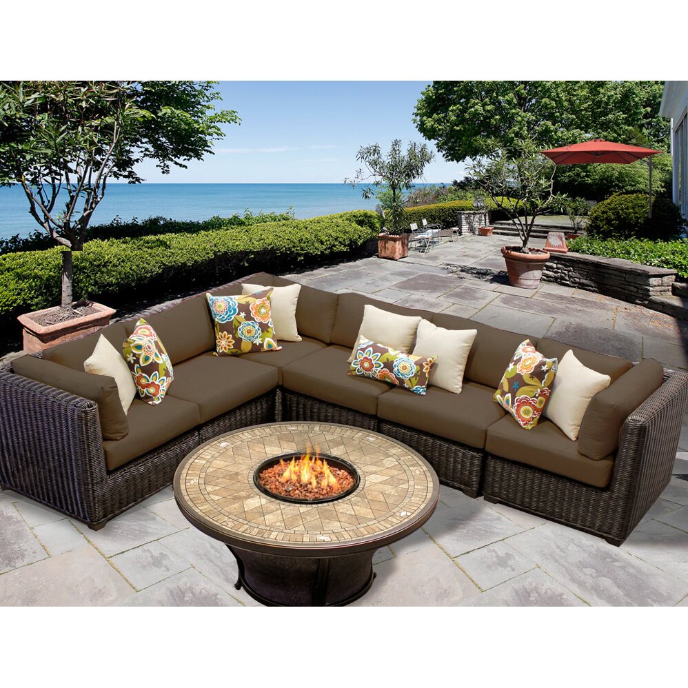 TK Classics Venice 7 Piece Fire Pit Seating Group with ...