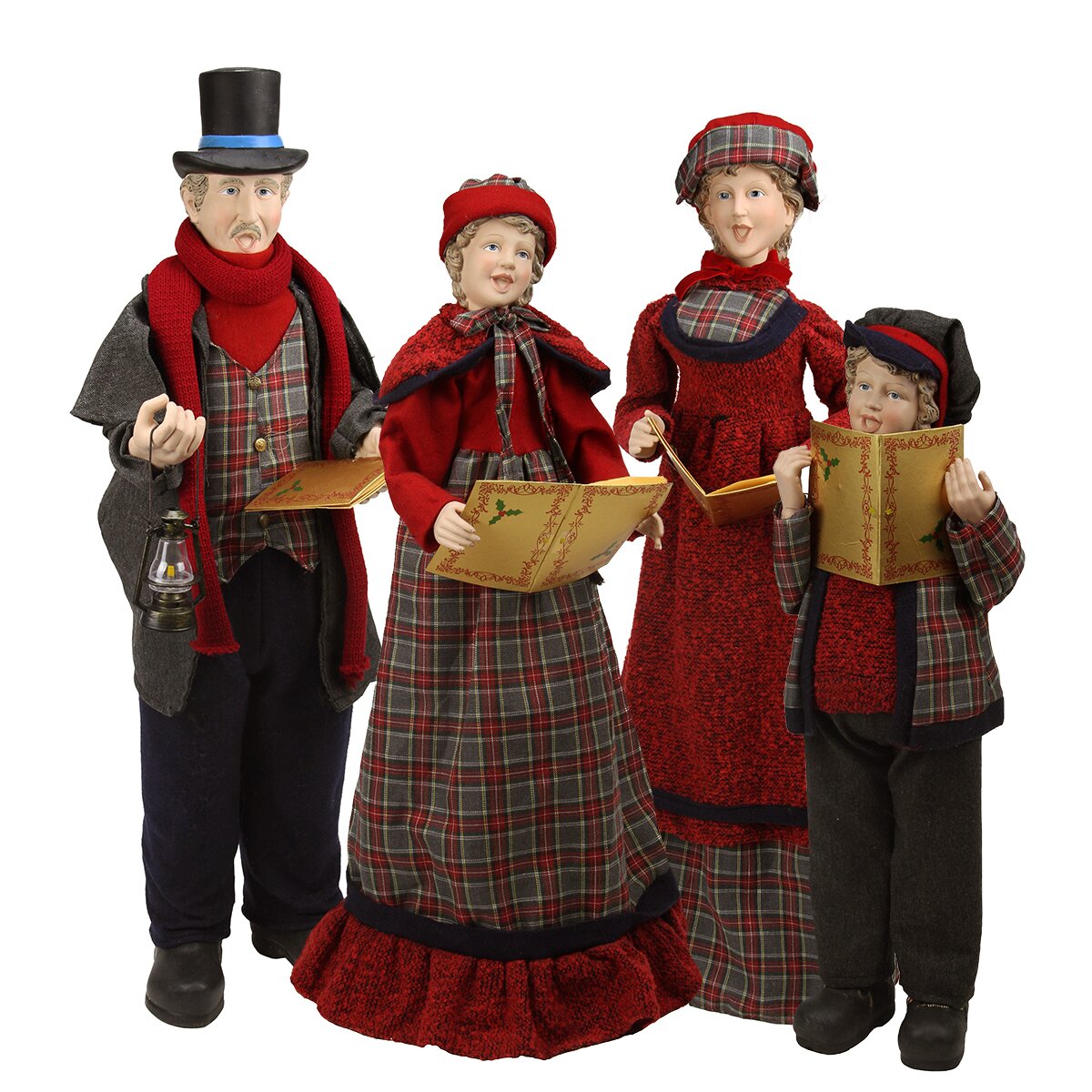 Northlight Victorian Red and Green Plaid Caroler Family 