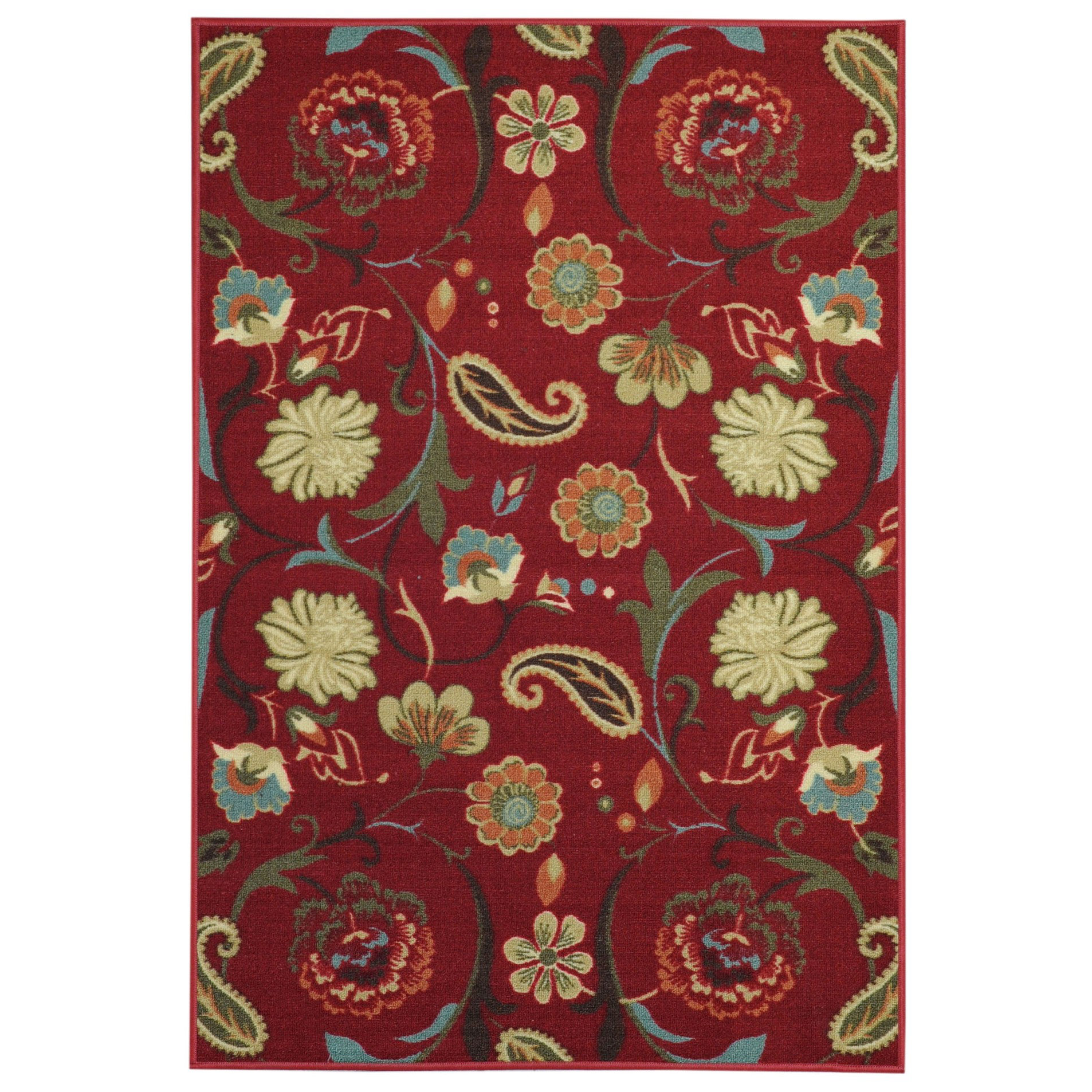 Rugnur Hammam Maxy Home Floral Burgundy/Red Area Rug & Reviews Wayfair