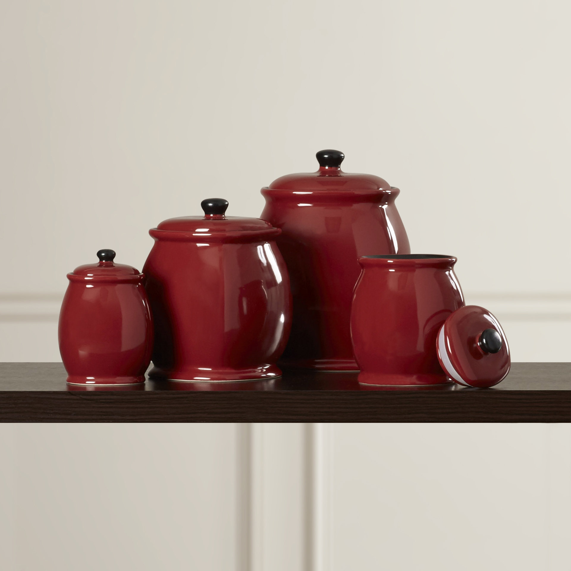 Darby Home Co Jars 4 Piece Hearthstone Canister Set in Chili Red