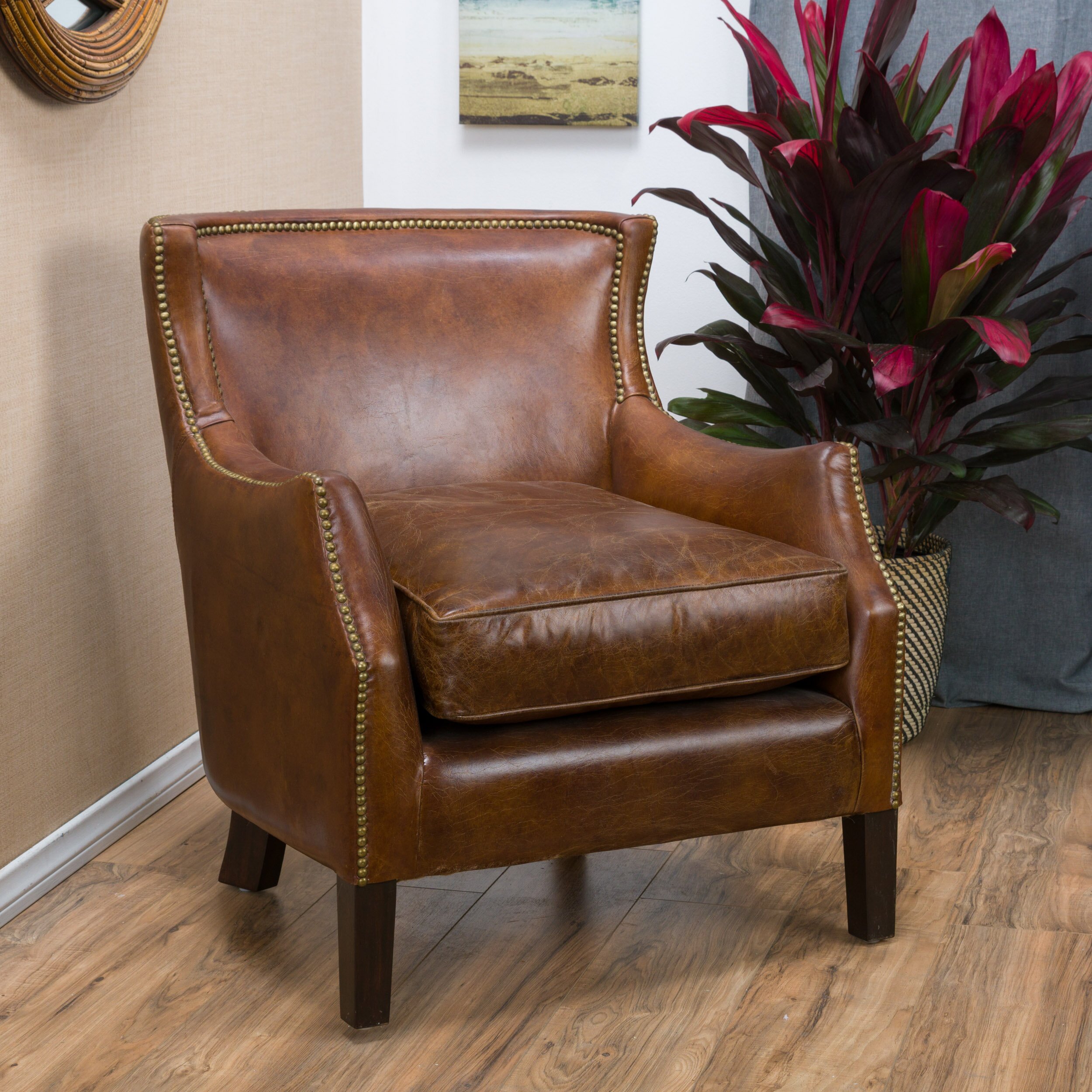 Darby Home Co Adelbert Kraig Top Grain Leather Arm Chair & Reviews