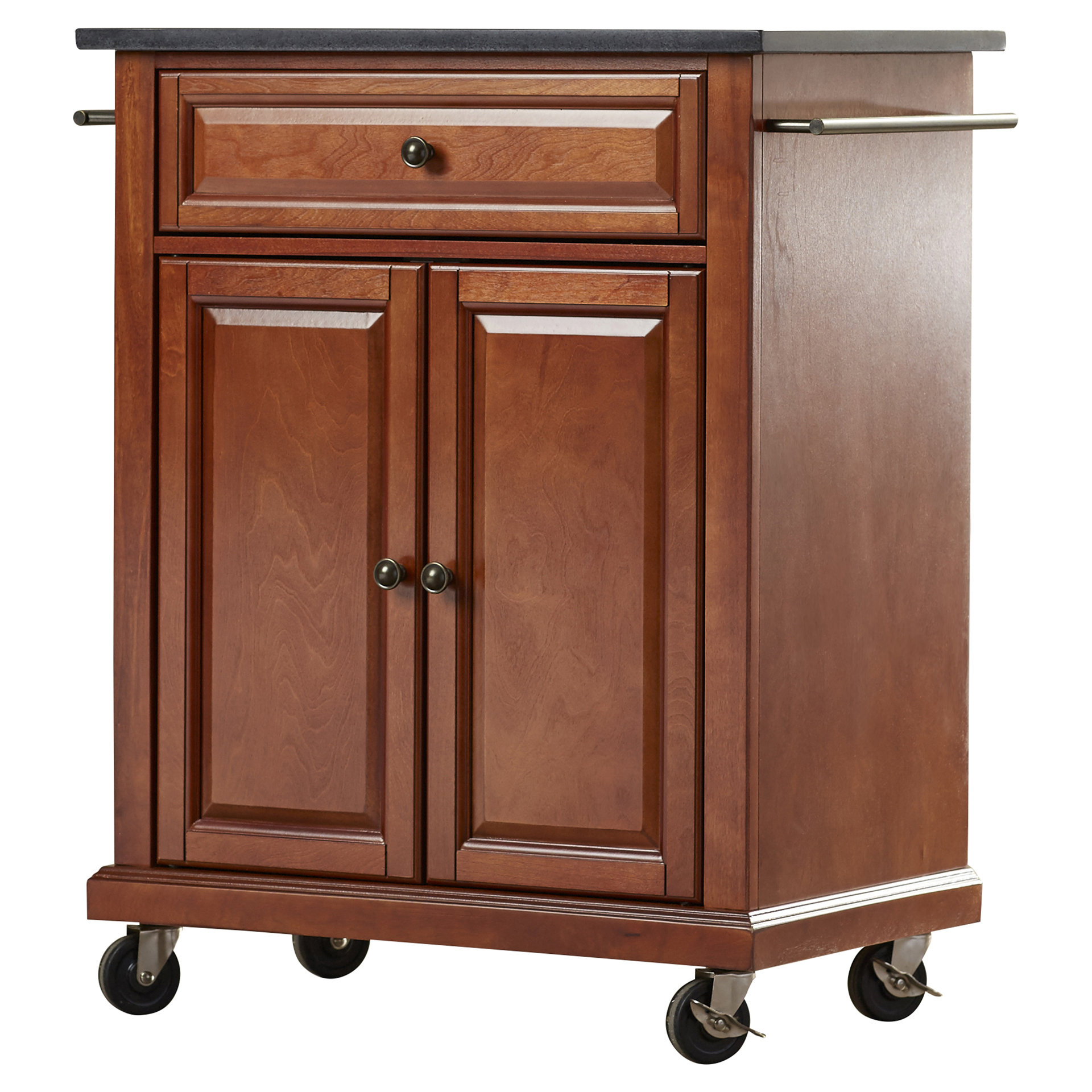 Darby Home Co Pottstown Solid Black Granite Top Portable Kitchen Island
