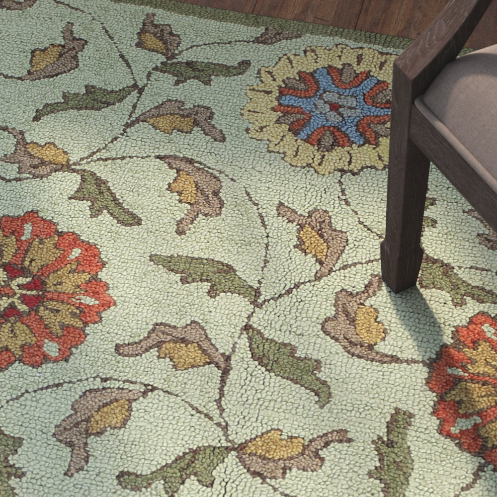 Darby Home Co Kirkland HandTufted Light Green Area Rug Wayfair