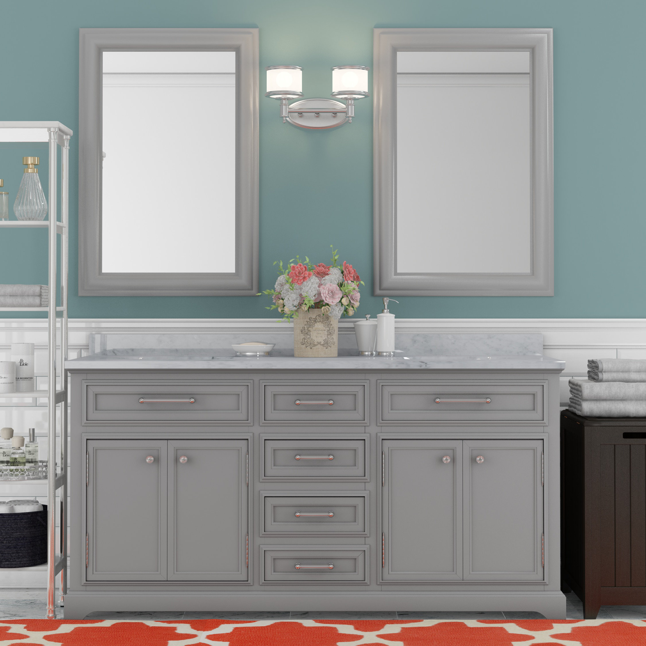 Darby Home Co Colchester 60" Double Sink Bathroom Vanity Set Grey