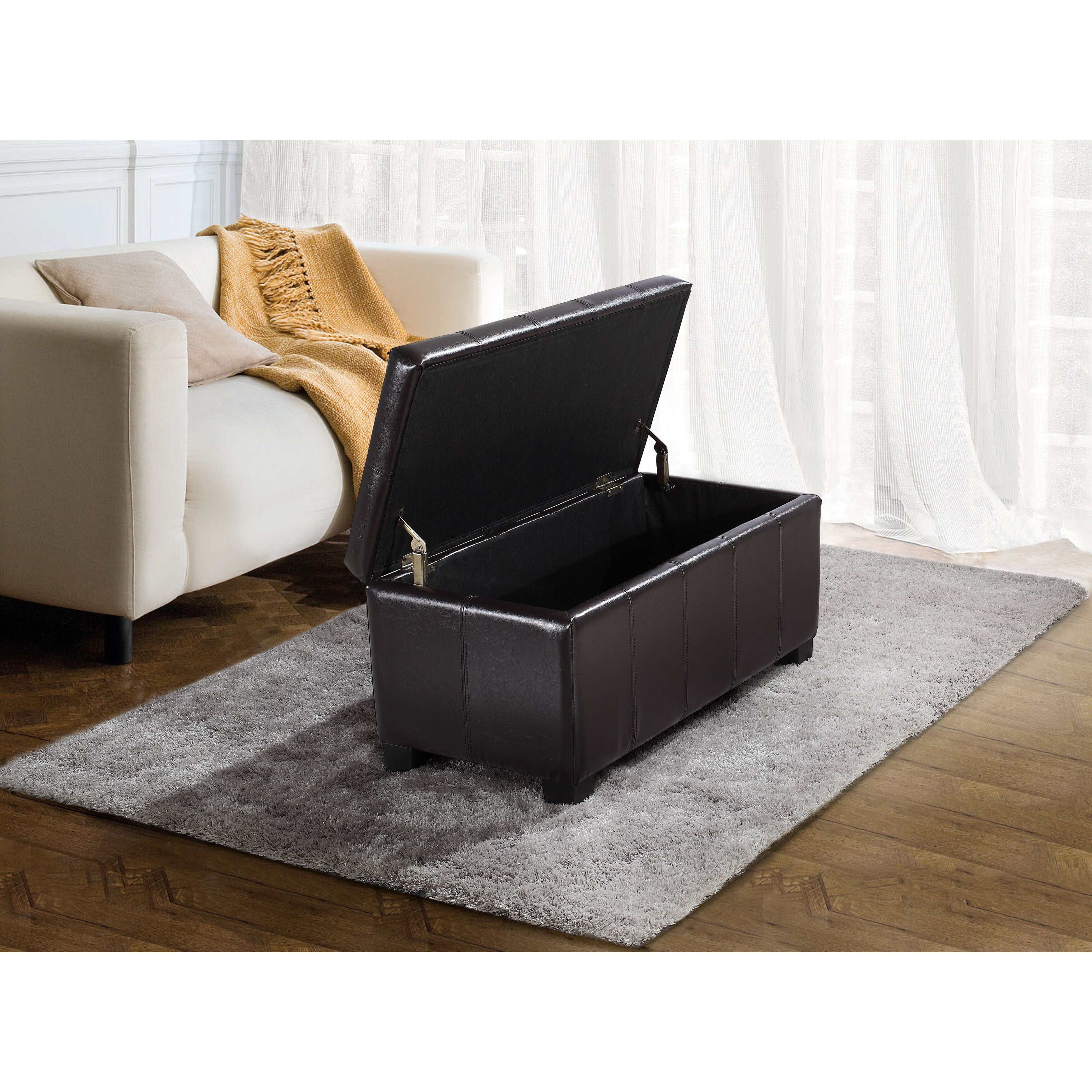 Alcott Hill Hampshire Leather Storage Ottoman &amp; Reviews ...