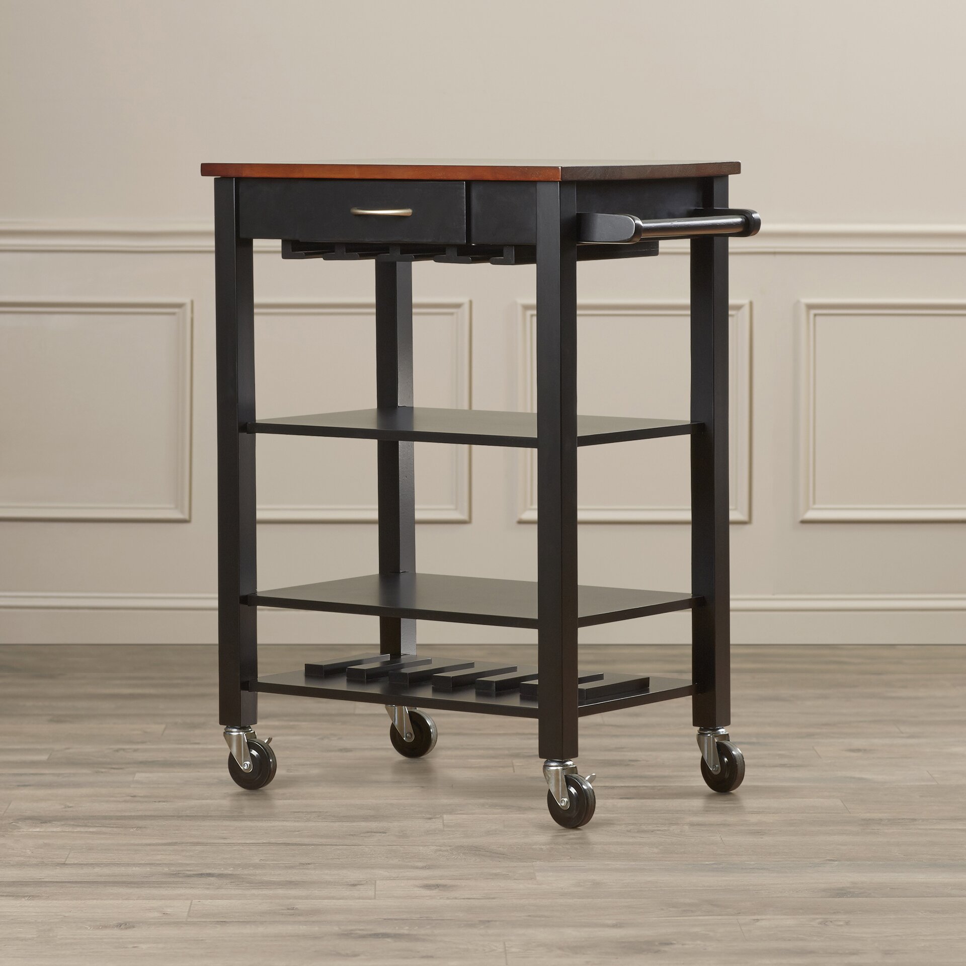 Alcott Hill Morgandale Kitchen Cart with Butcher Block Top ...