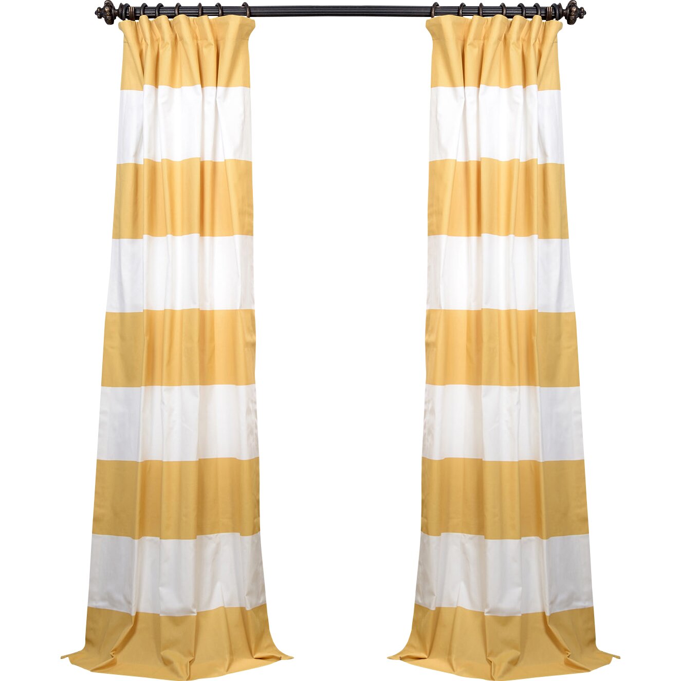 Alcott Hill Wilkesville Horizontal Stripe Cotton Single Curtain Panel ...