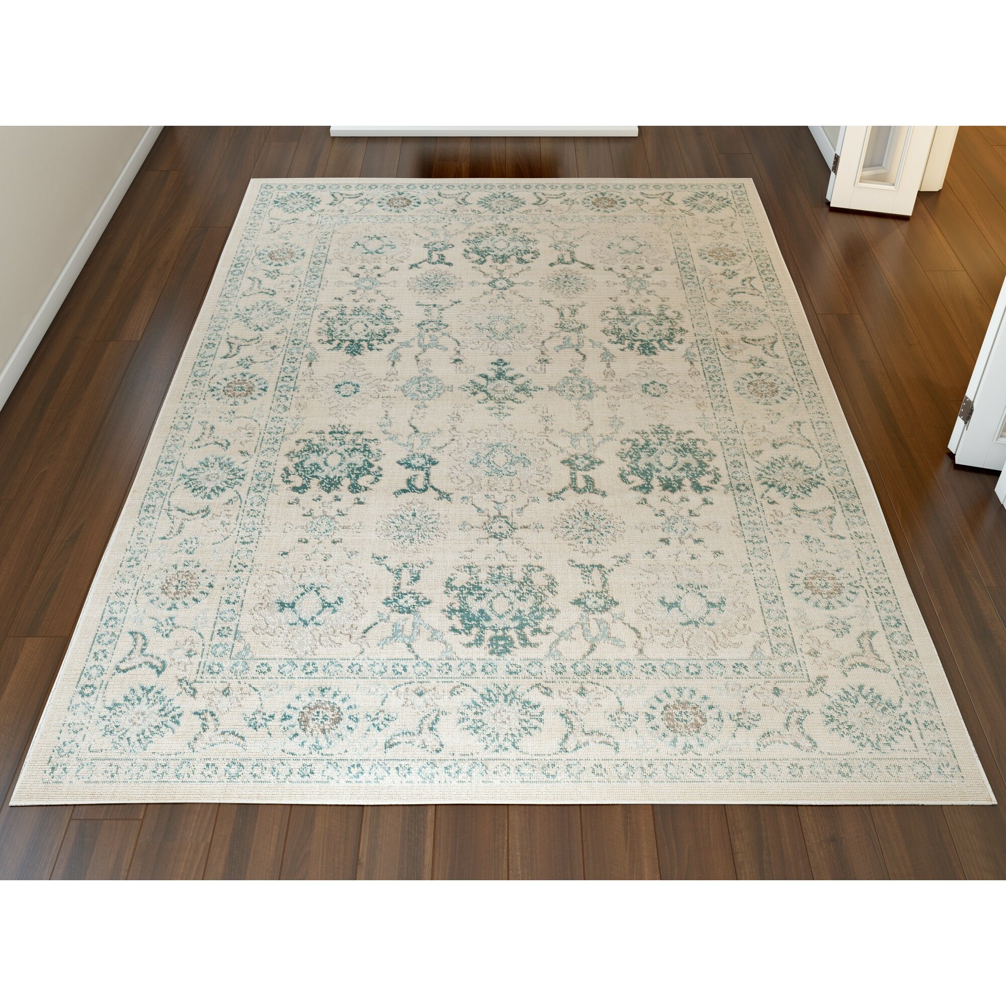 Alcott Hill Canfield TealBeige Area Rug & Reviews | Wayfair