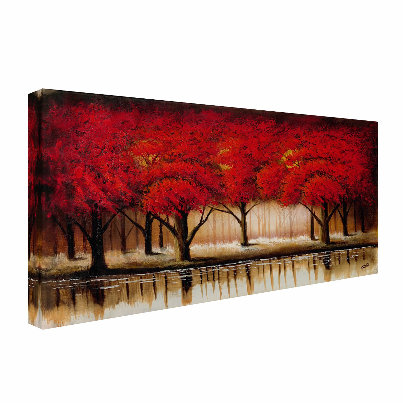 Charlton Home Parade of Red Trees Painting Print on Canvas 