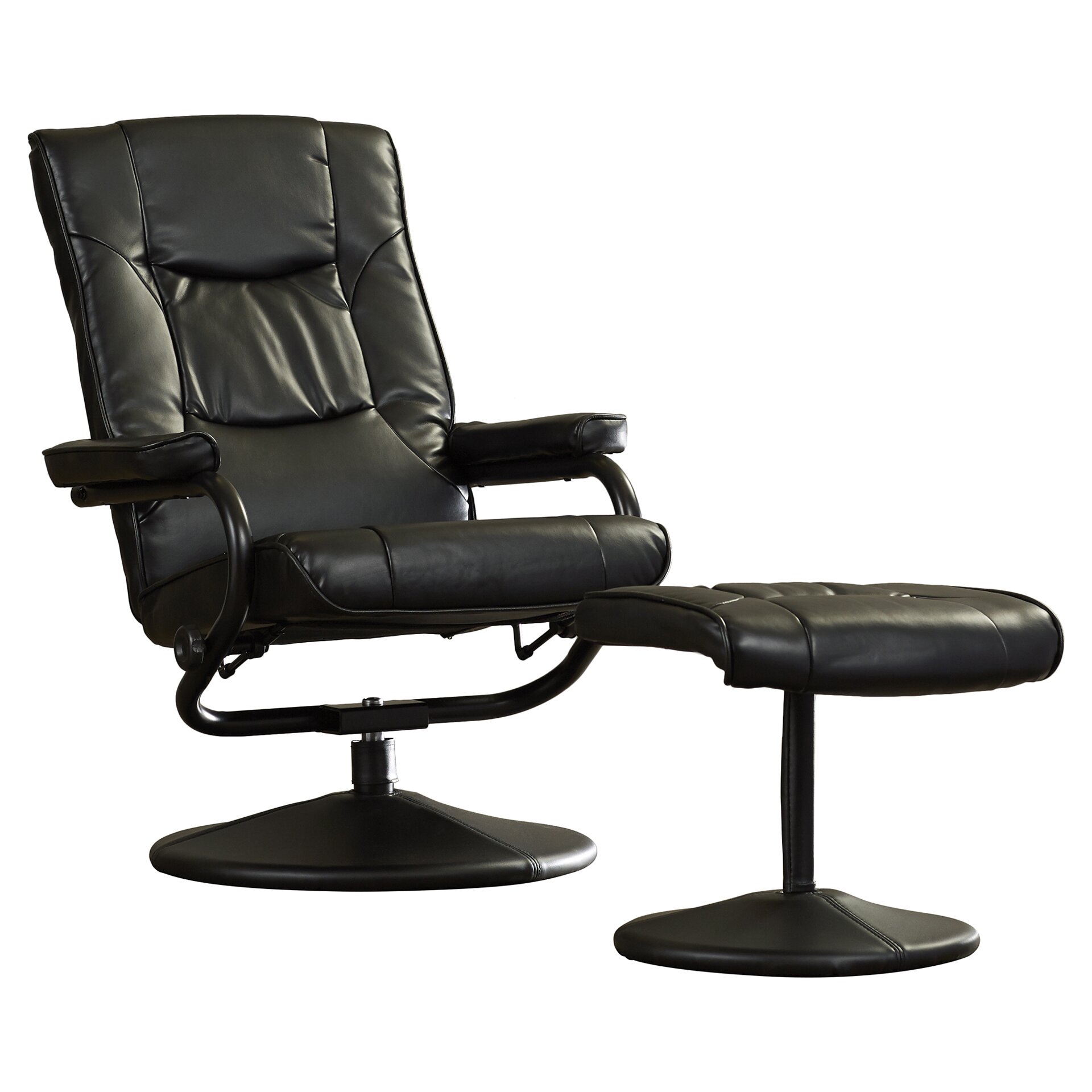 Charlton Home Soft Leather Reclining Office Chair and Ottoman Set