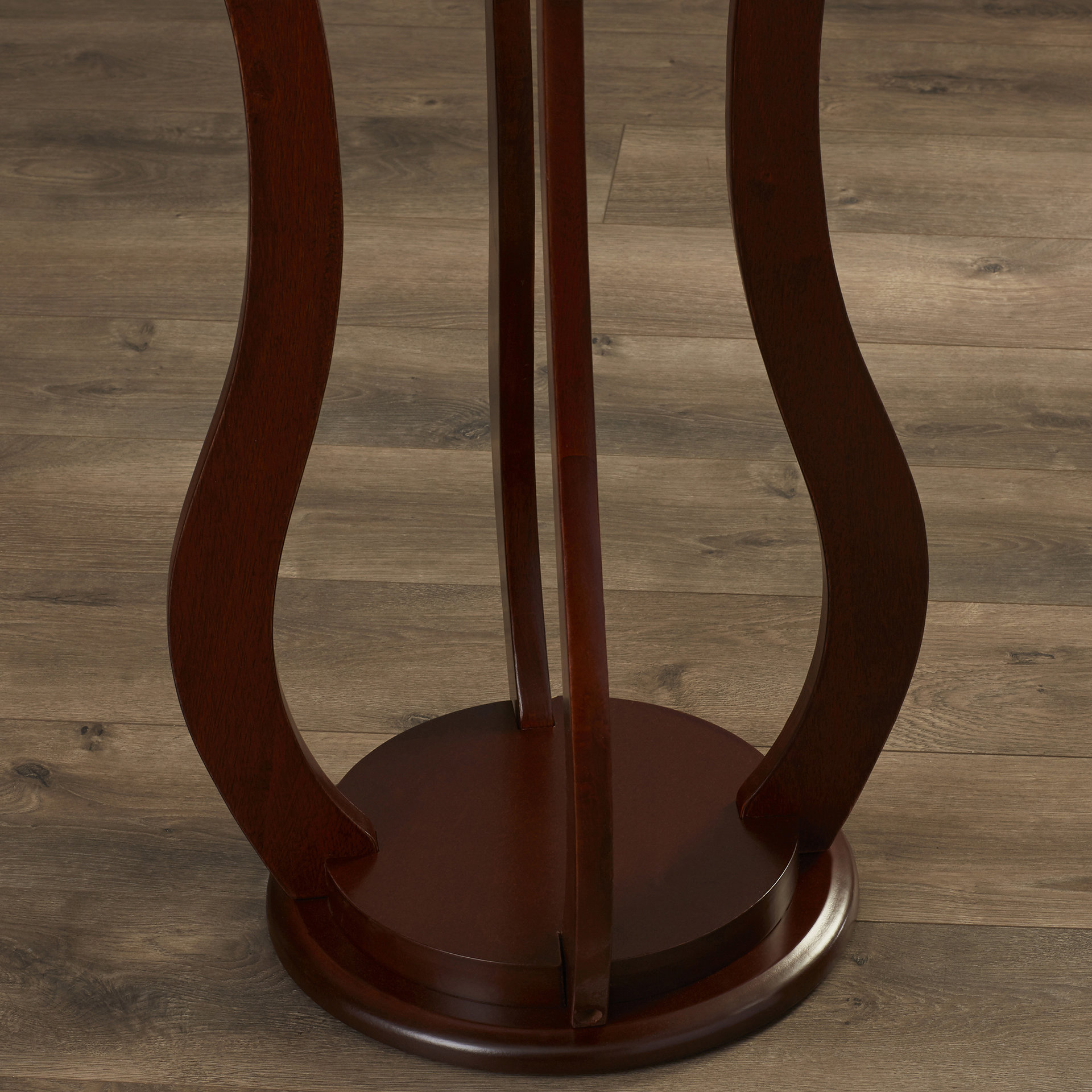 Charlton Home O'Neil Faux Marble Top Pedestal Plant Stand in Cherry