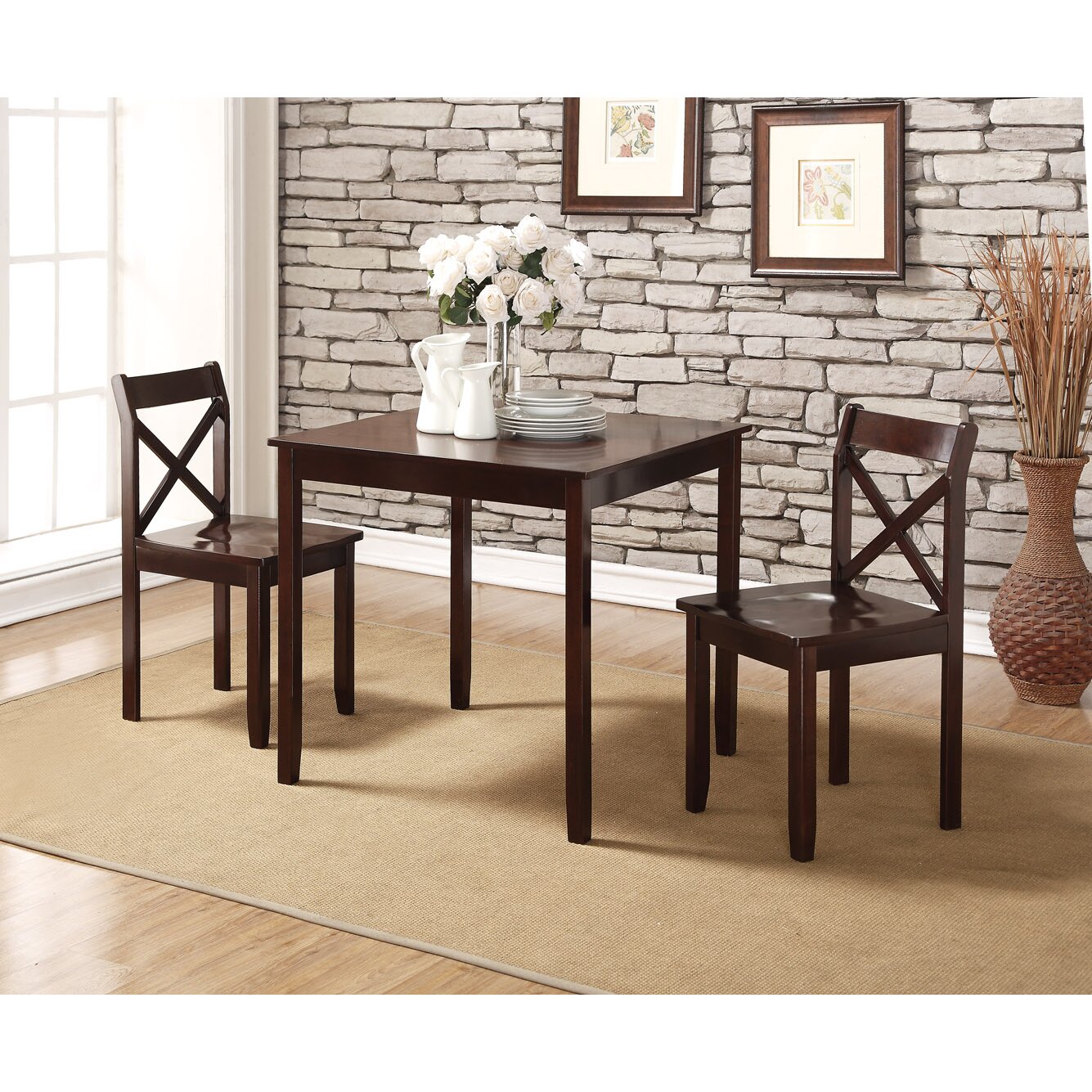 Charlton Home Flossmoor 3 Piece Dining Set & Reviews | Wayfair