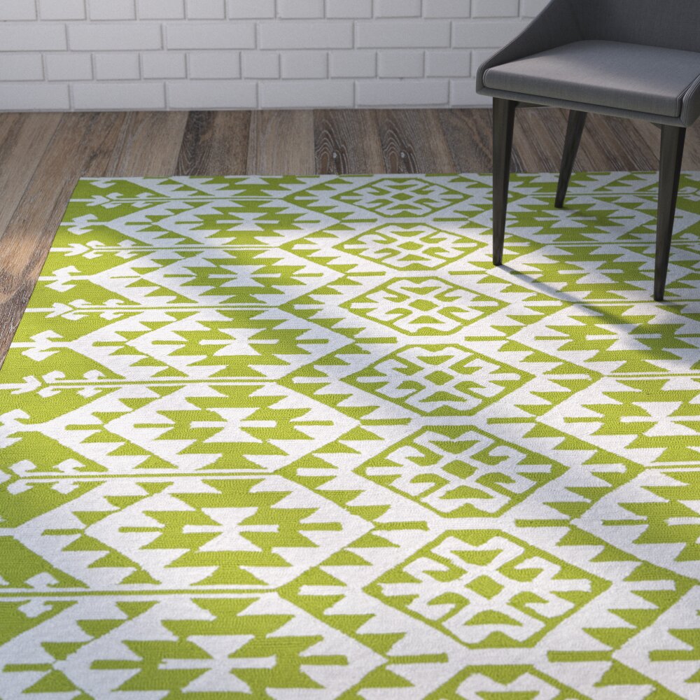 Varick Gallery Lime Green/Ivory Indoor/Outdoor Area Rug | Wayfair