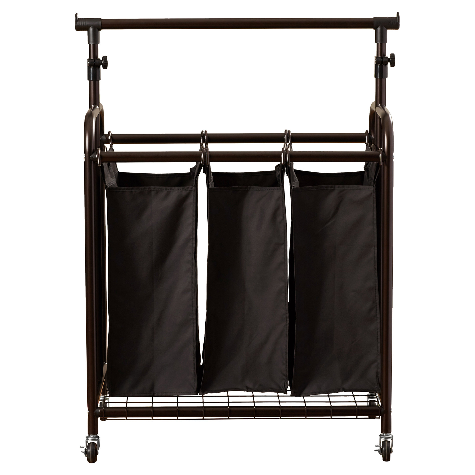 Brayden Studio 3 Bag Rolling Laundry Sorter with Adjustable Hanging Bar