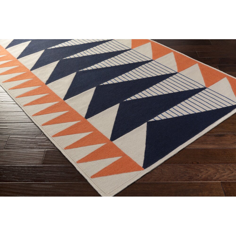 Brayden Studio Haveman Hand-Woven Navy/Coral Area Rug & Reviews | Wayfair