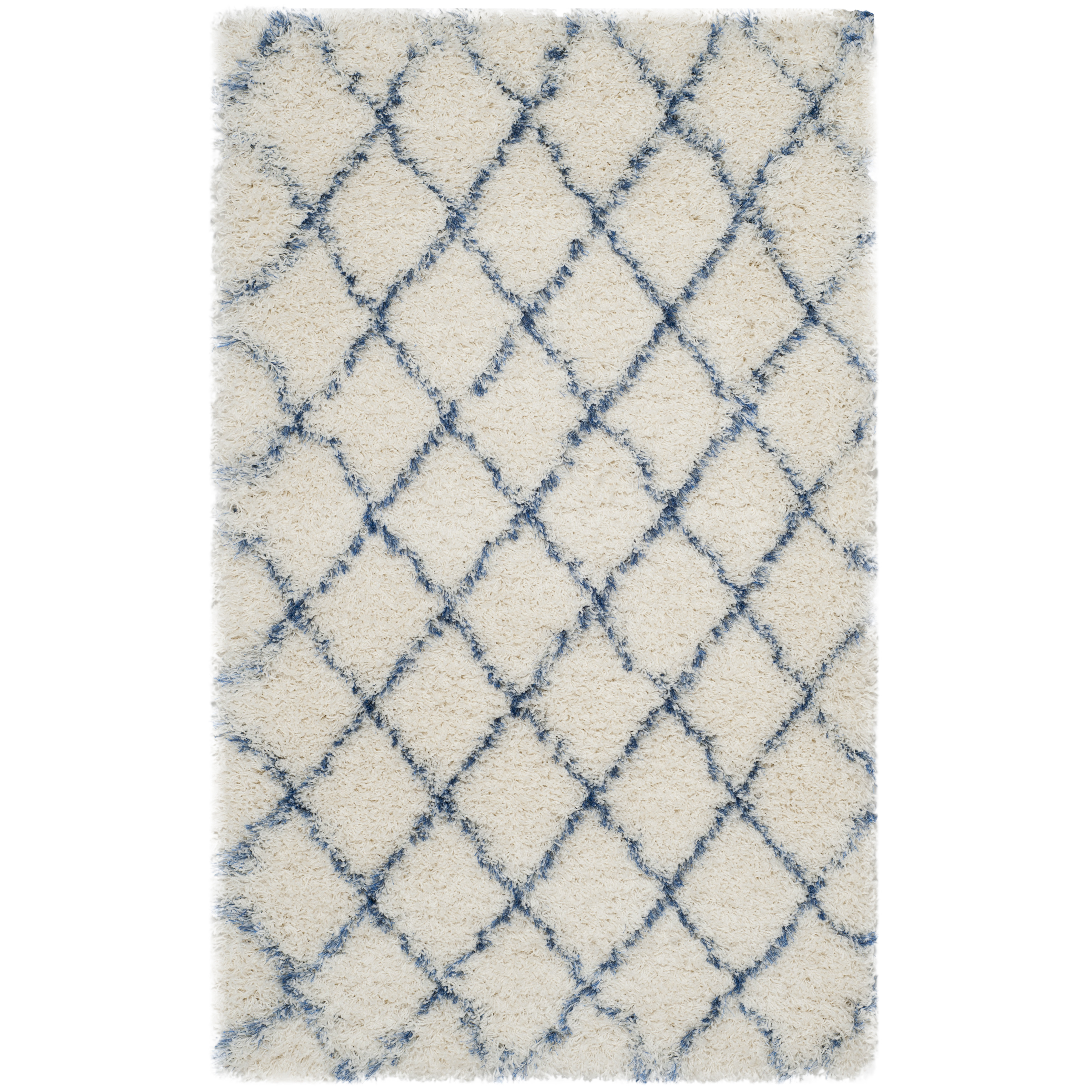 Brayden Studio Armstead Ivory & Blue Geometric Contemporary Area Rug & Reviews Wayfair
