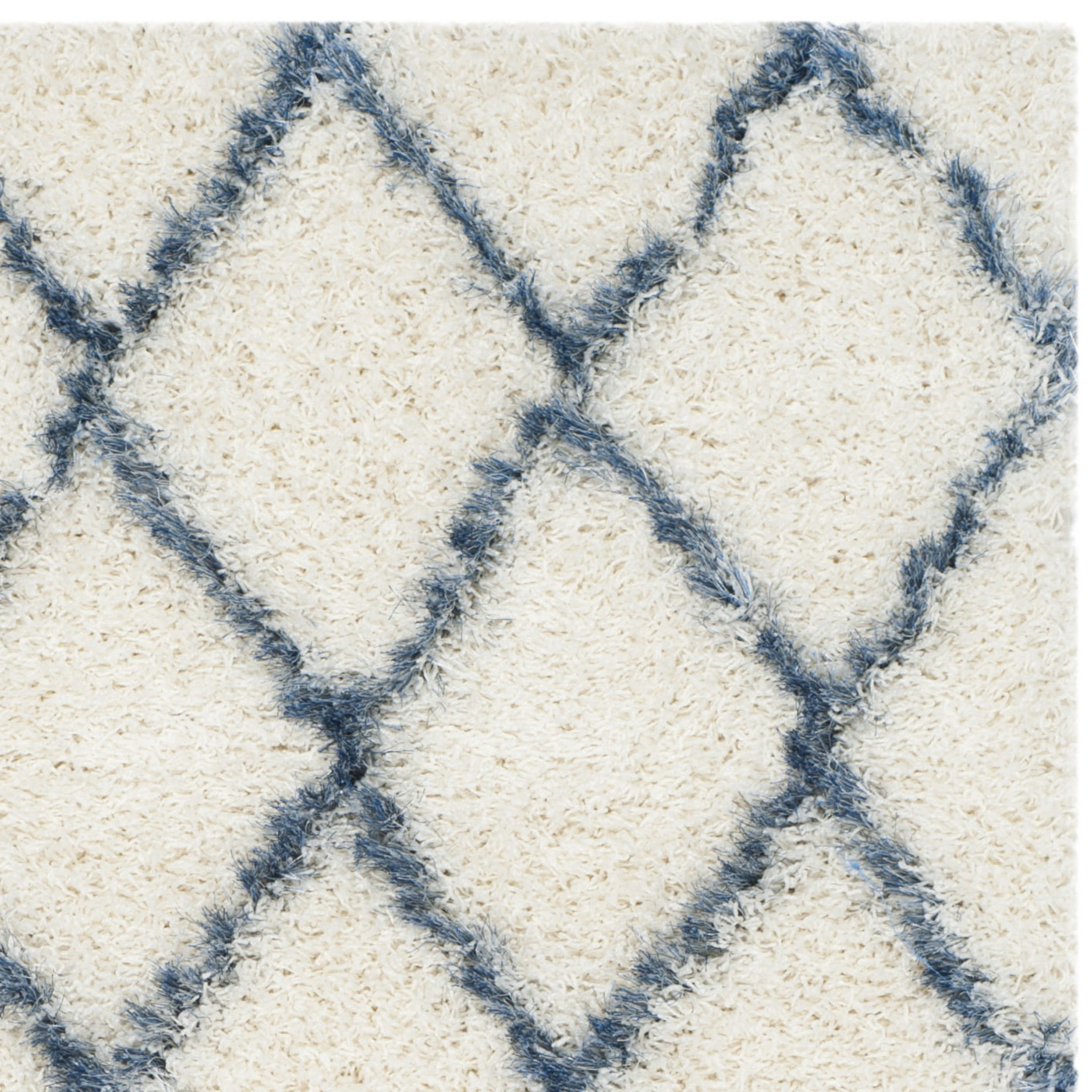 Brayden Studio Armstead Ivory & Blue Geometric Contemporary Area Rug