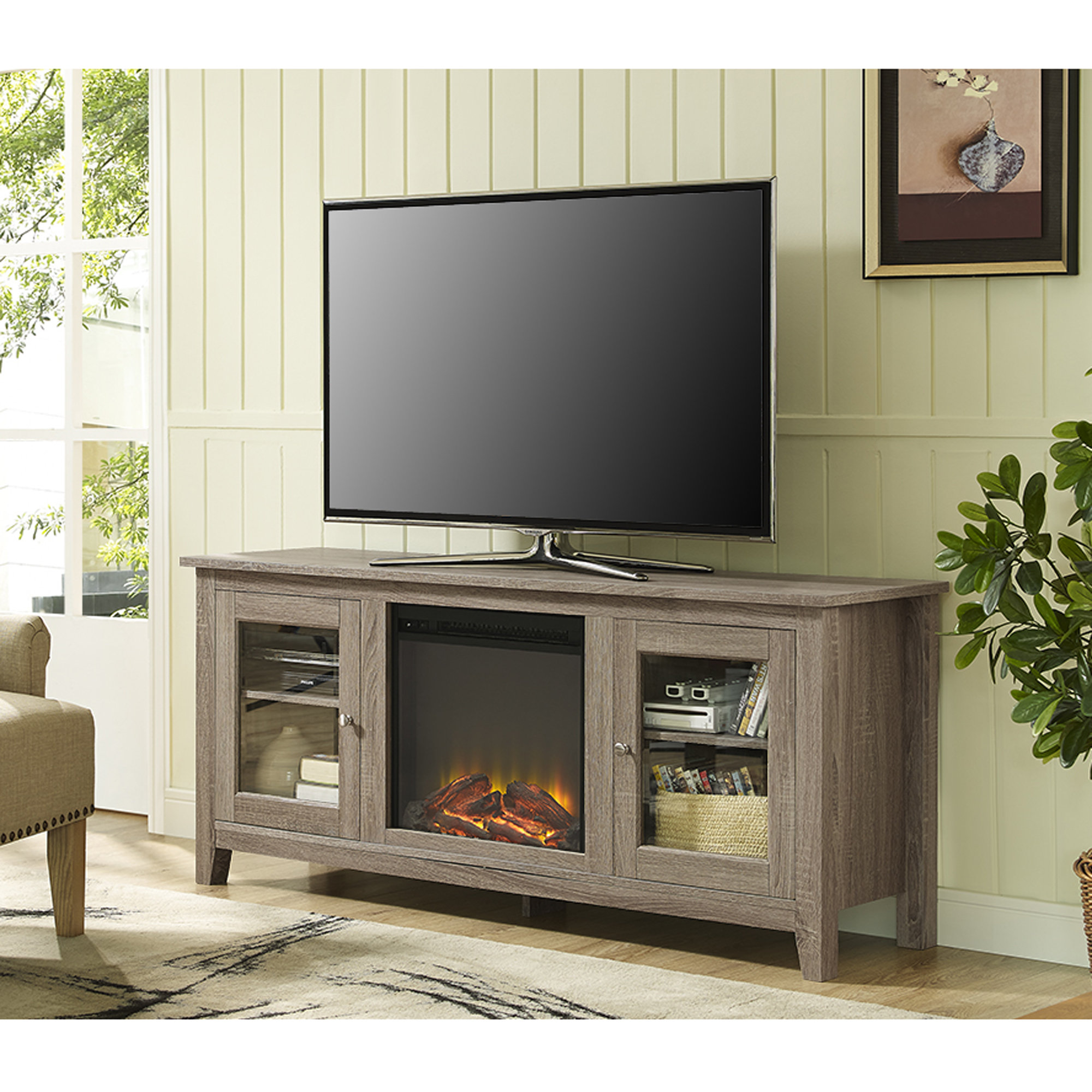 Brayden Studio Andy TV Stand with Electric Fireplace & Reviews Wayfair