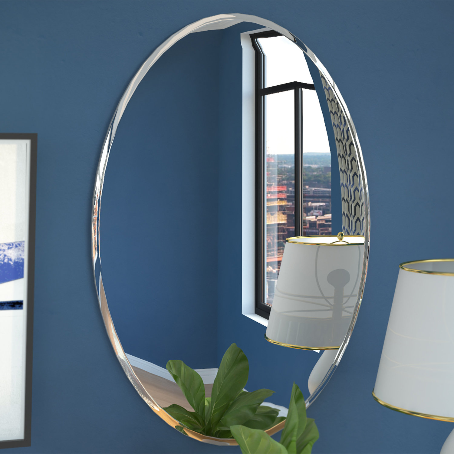 Brayden Studio Contemporary Oval Bevel Wall Mirror & Reviews Wayfair