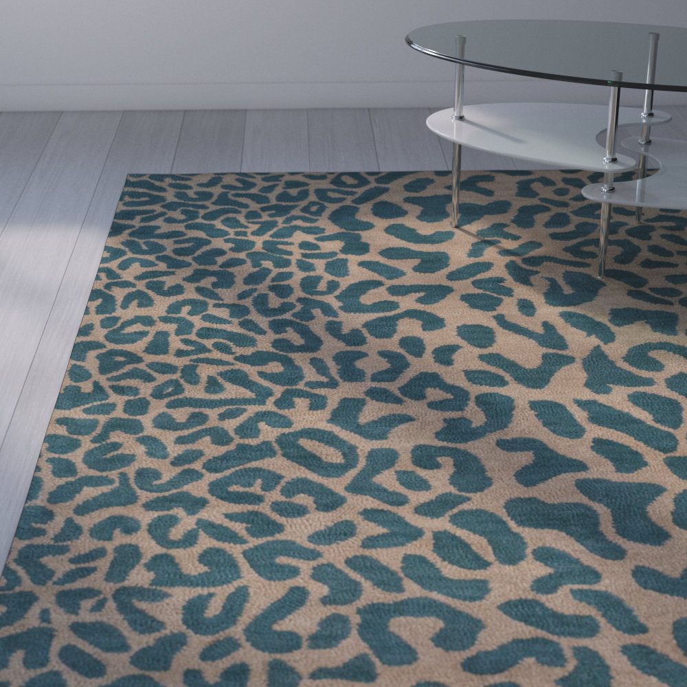 Wade Logan Macias Teal Animal Print Area Rug & Reviews Wayfair