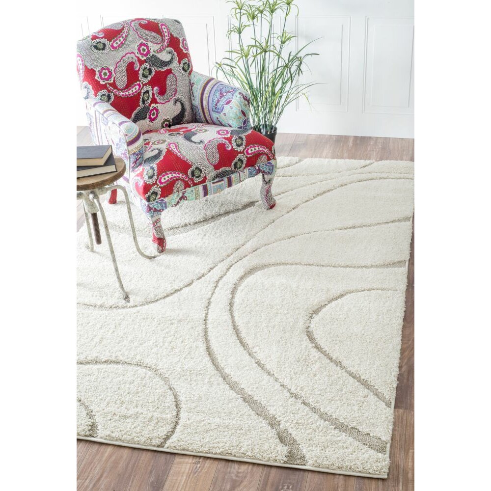 Wade Logan Berenson Cream Curves Area Rug & Reviews | Wayfair