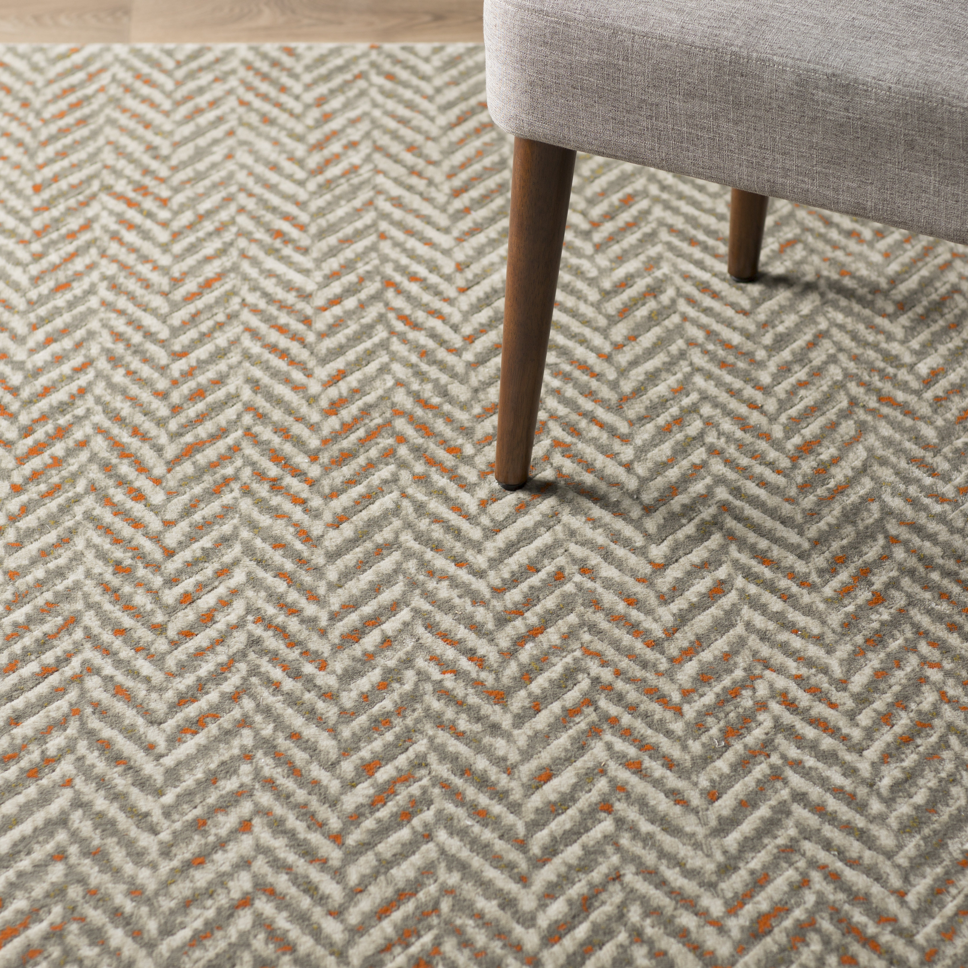 Langley Street Burroughs Woven Light Gray/Burnt Orange Area Rug